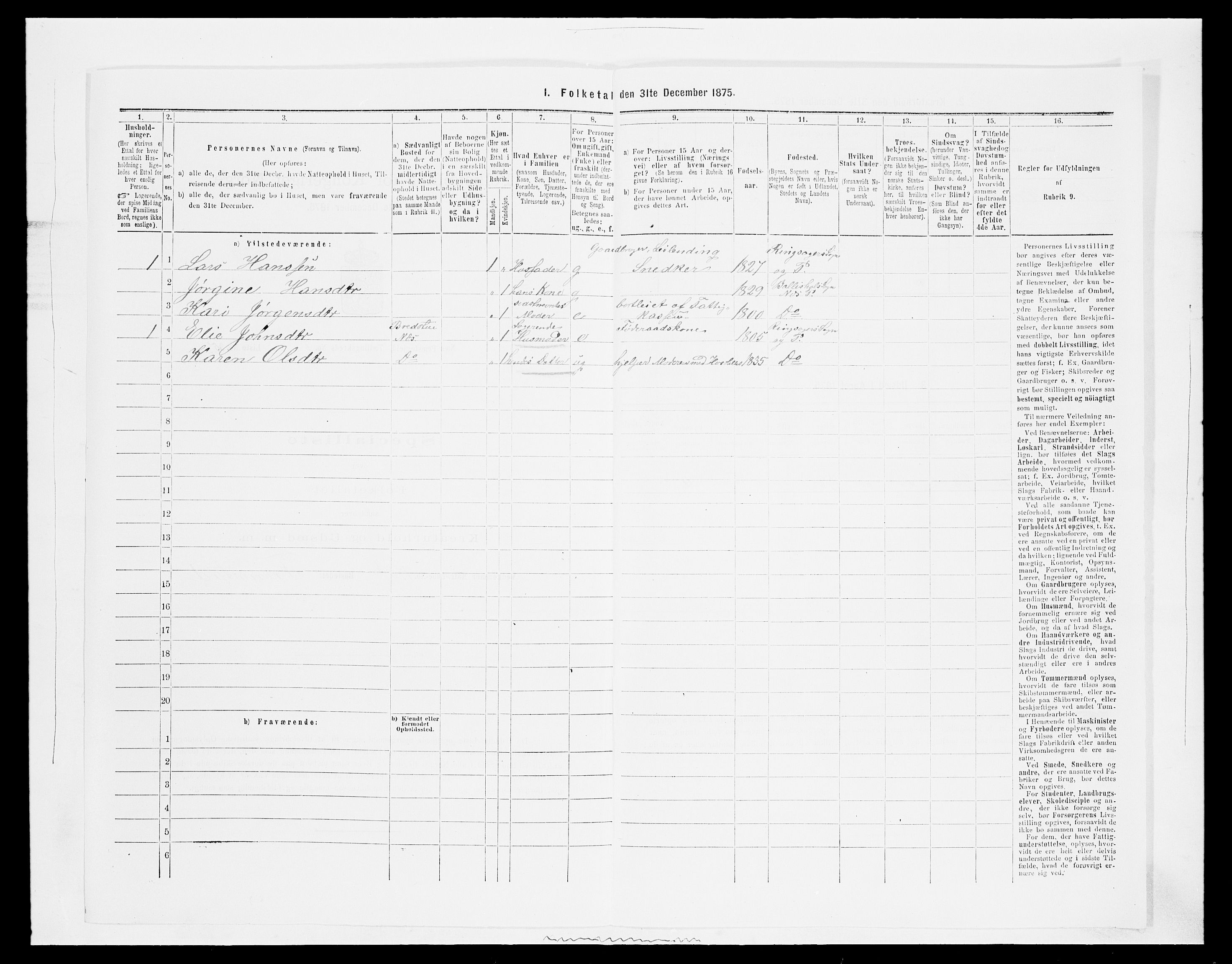 SAH, 1875 census for 0411P Nes, 1875, p. 1270