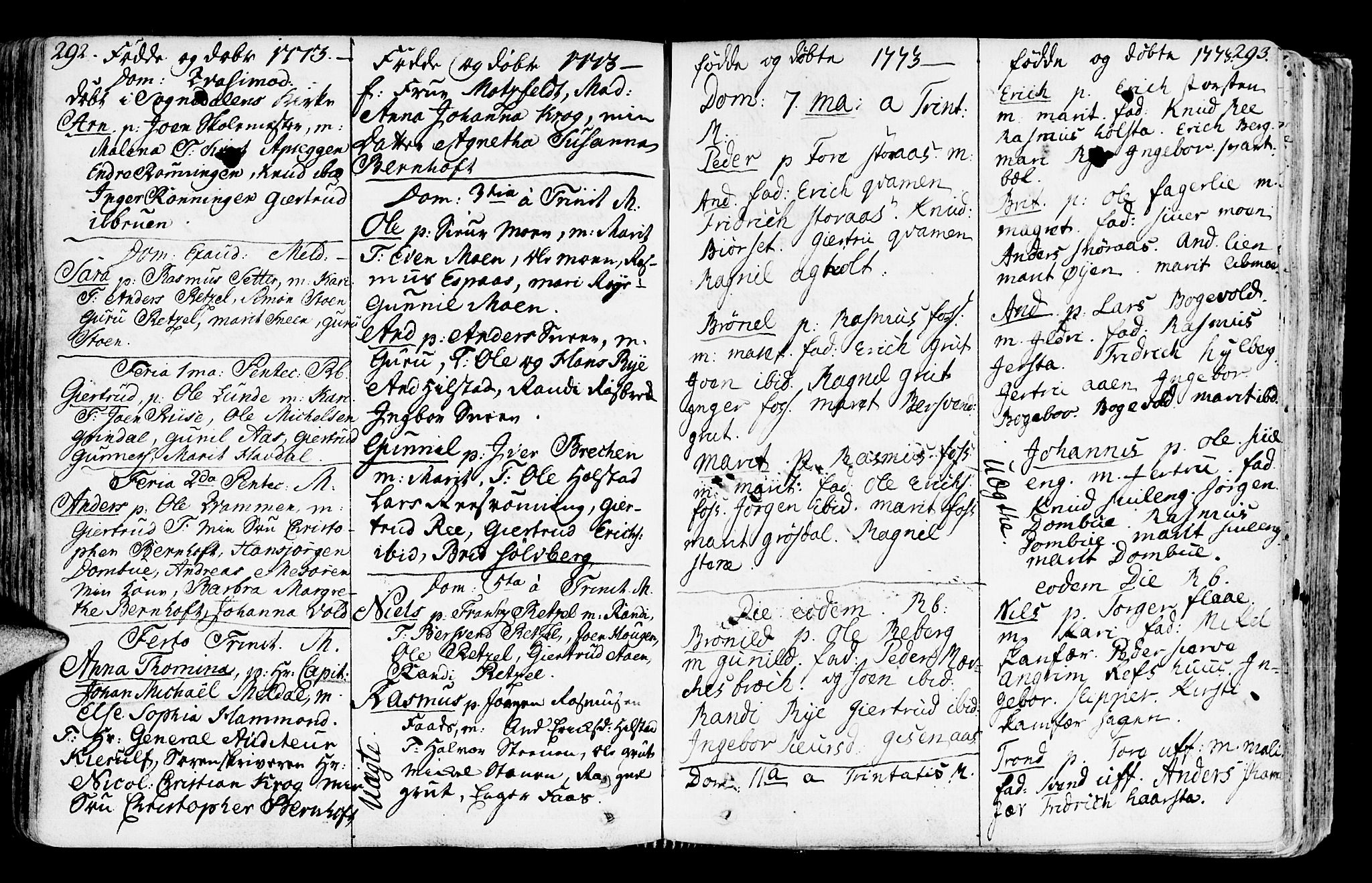 Ministerialprotokoller, klokkerbøker og fødselsregistre - Sør-Trøndelag, SAT/A-1456/672/L0851: Parish register (official) no. 672A04, 1751-1775, p. 292-293