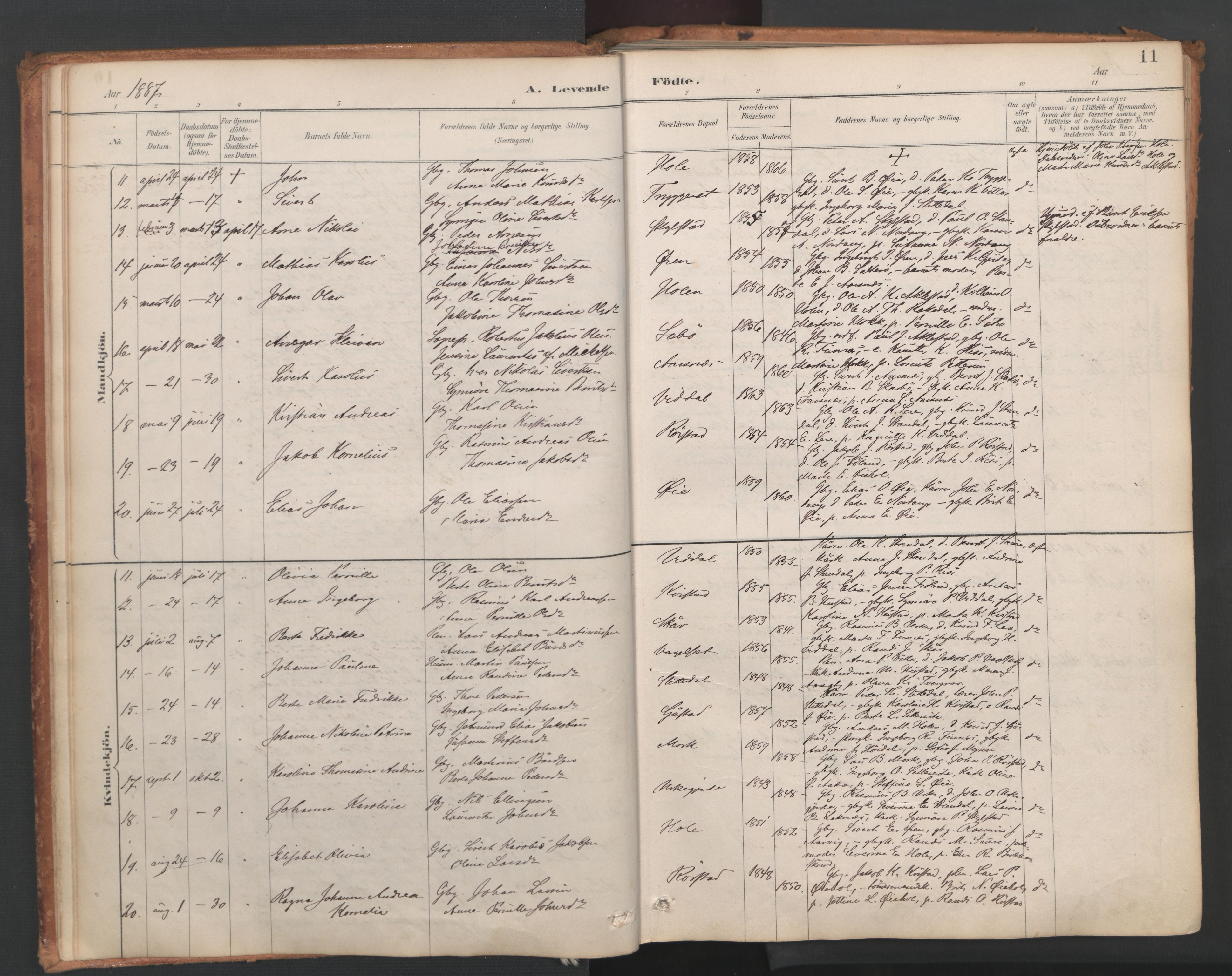 Ministerialprotokoller, klokkerbøker og fødselsregistre - Møre og Romsdal, SAT/A-1454/515/L0211: Parish register (official) no. 515A07, 1886-1910, p. 11