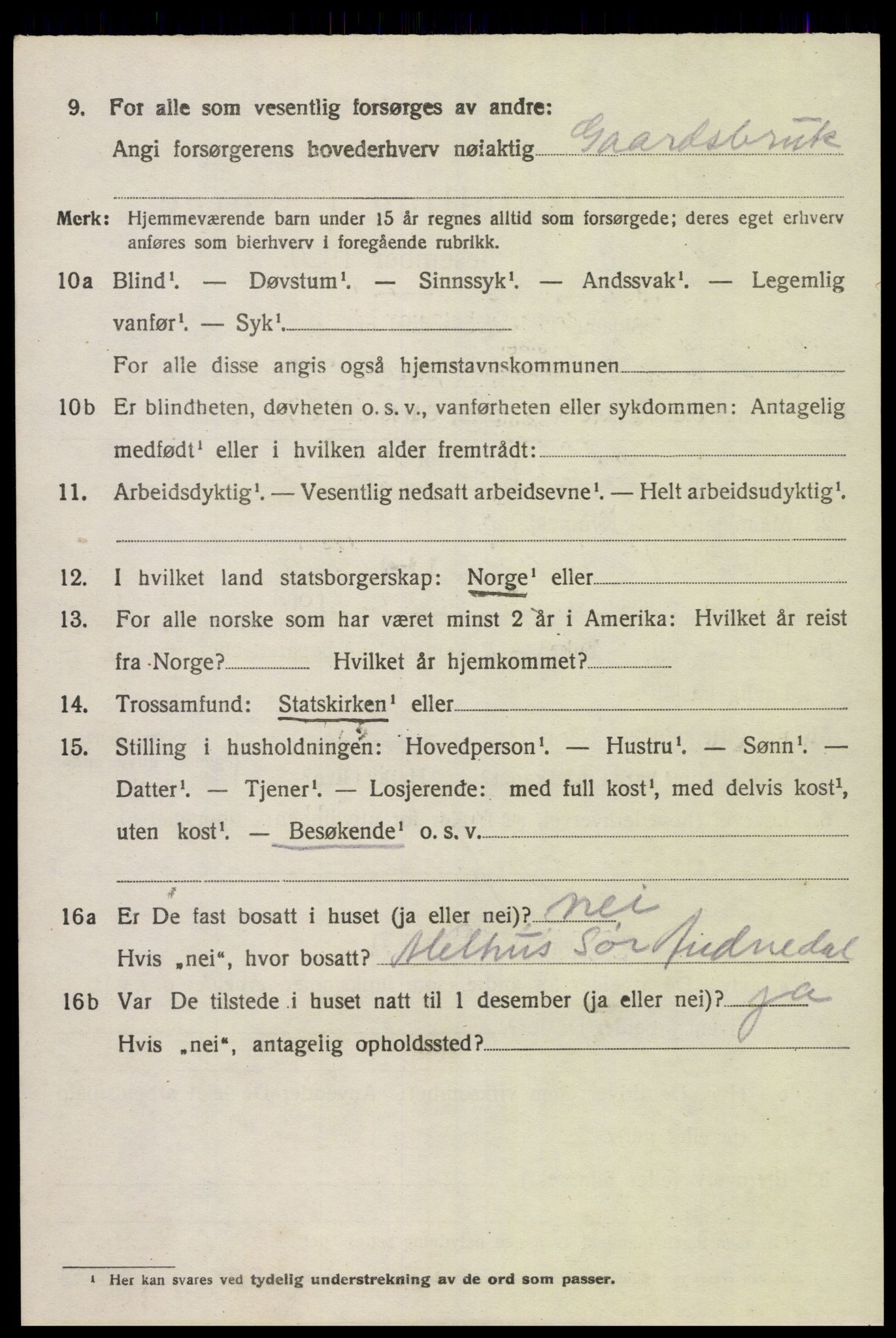 SAK, 1920 census for Sør-Audnedal, 1920, p. 3176