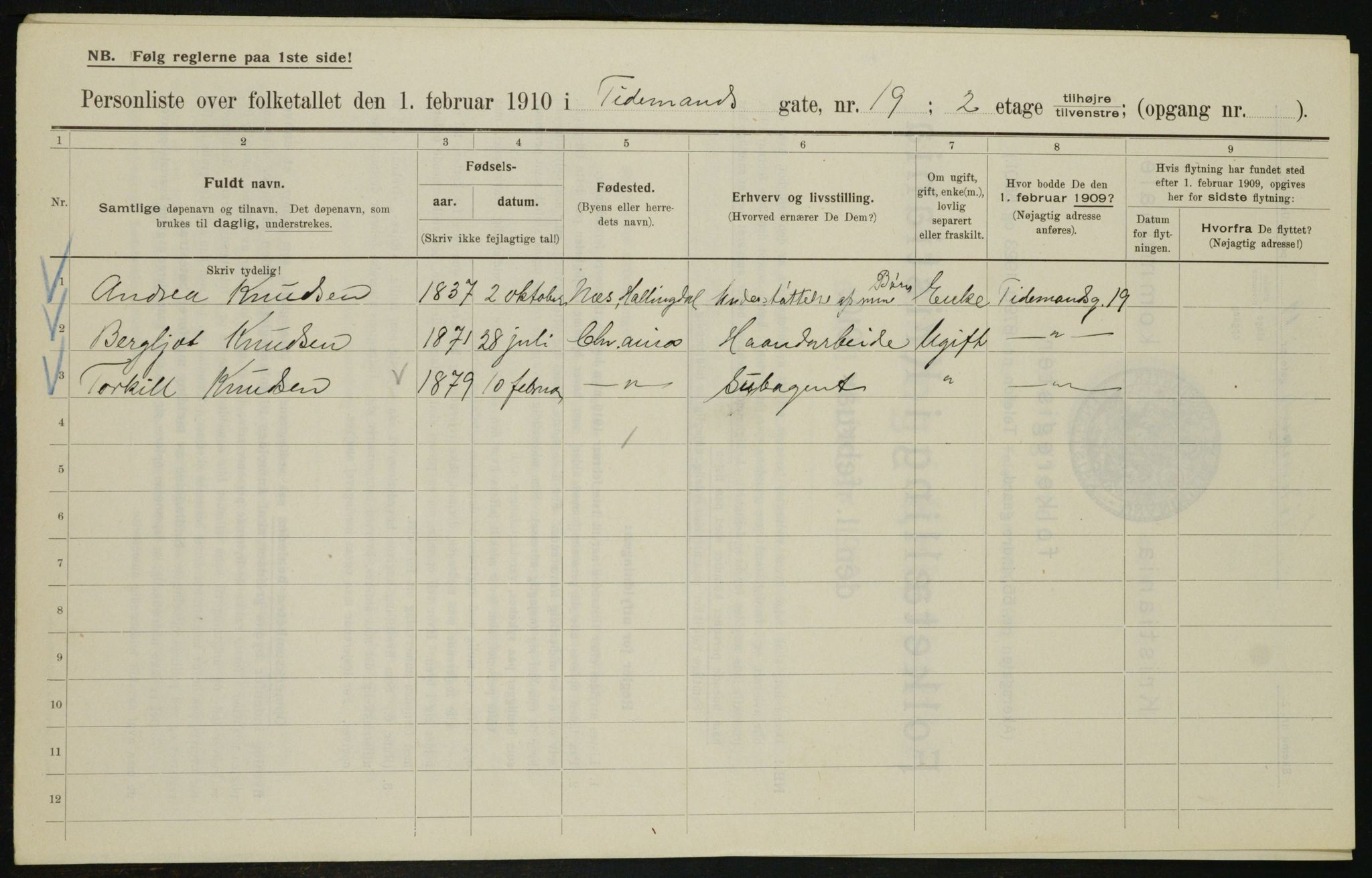 OBA, Municipal Census 1910 for Kristiania, 1910, p. 105735