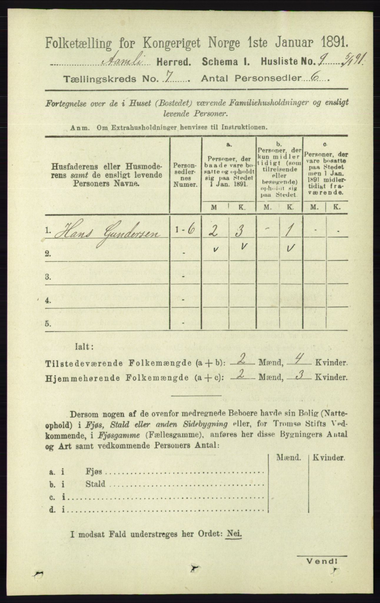 RA, 1891 census for 0929 Åmli, 1891, p. 924