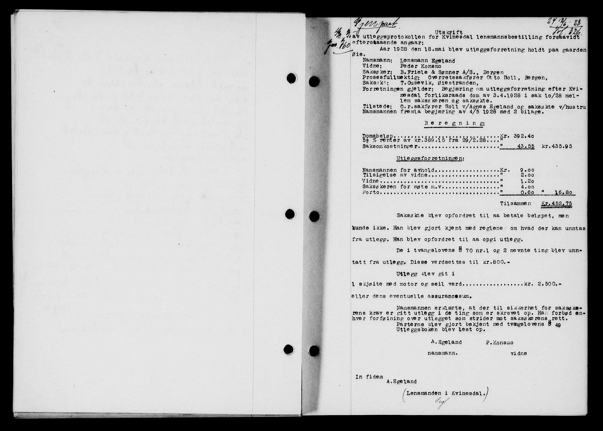 Flekkefjord sorenskriveri, AV/SAK-1221-0001/G/Gb/Gba/L0044: Mortgage book no. 42, 1928-1929, Deed date: 12.06.1928