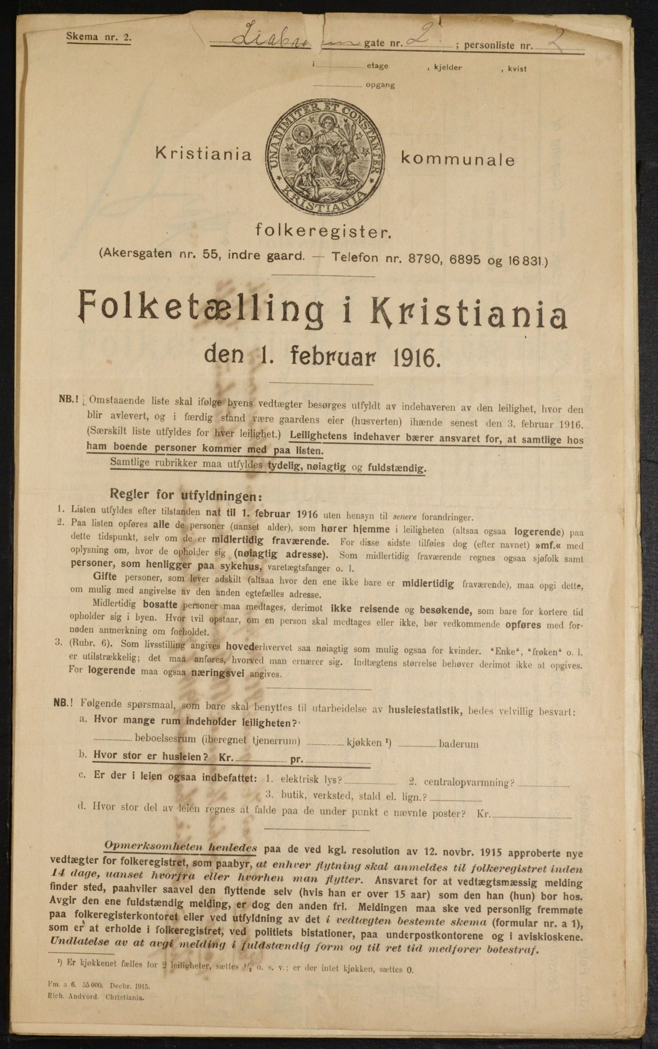 OBA, Municipal Census 1916 for Kristiania, 1916, p. 59084