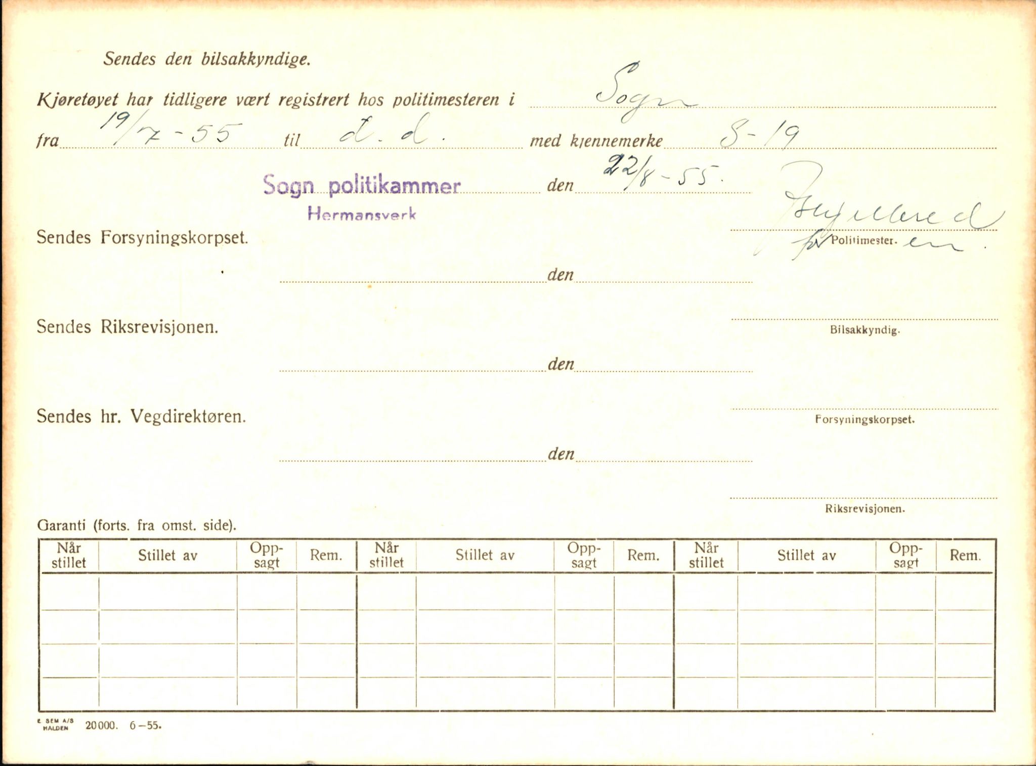 Statens vegvesen, Sogn og Fjordane vegkontor, SAB/A-5301/4/F/L0008: Registerkort utmeldte Sogn, 1957-1959, p. 2