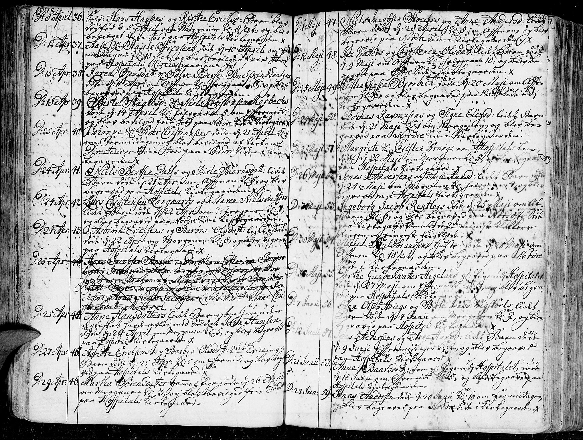 Kristiansand domprosti, AV/SAK-1112-0006/F/Fa/L0001: Parish register (official) no. A 1, 1734-1793, p. 378-379