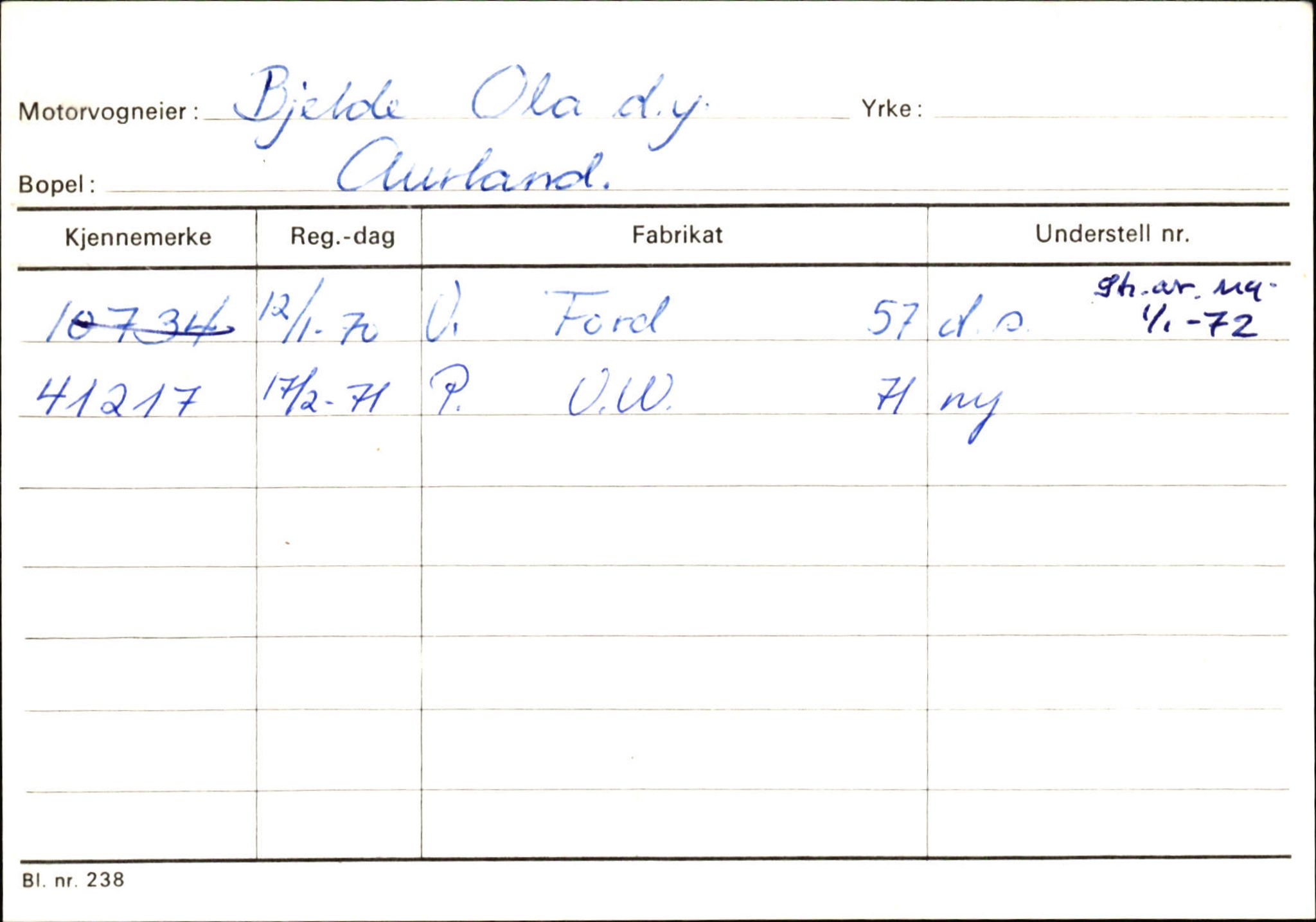 Statens vegvesen, Sogn og Fjordane vegkontor, SAB/A-5301/4/F/L0125: Eigarregister Sogndal V-Å. Aurland A-Å. Fjaler A-N, 1945-1975, p. 449