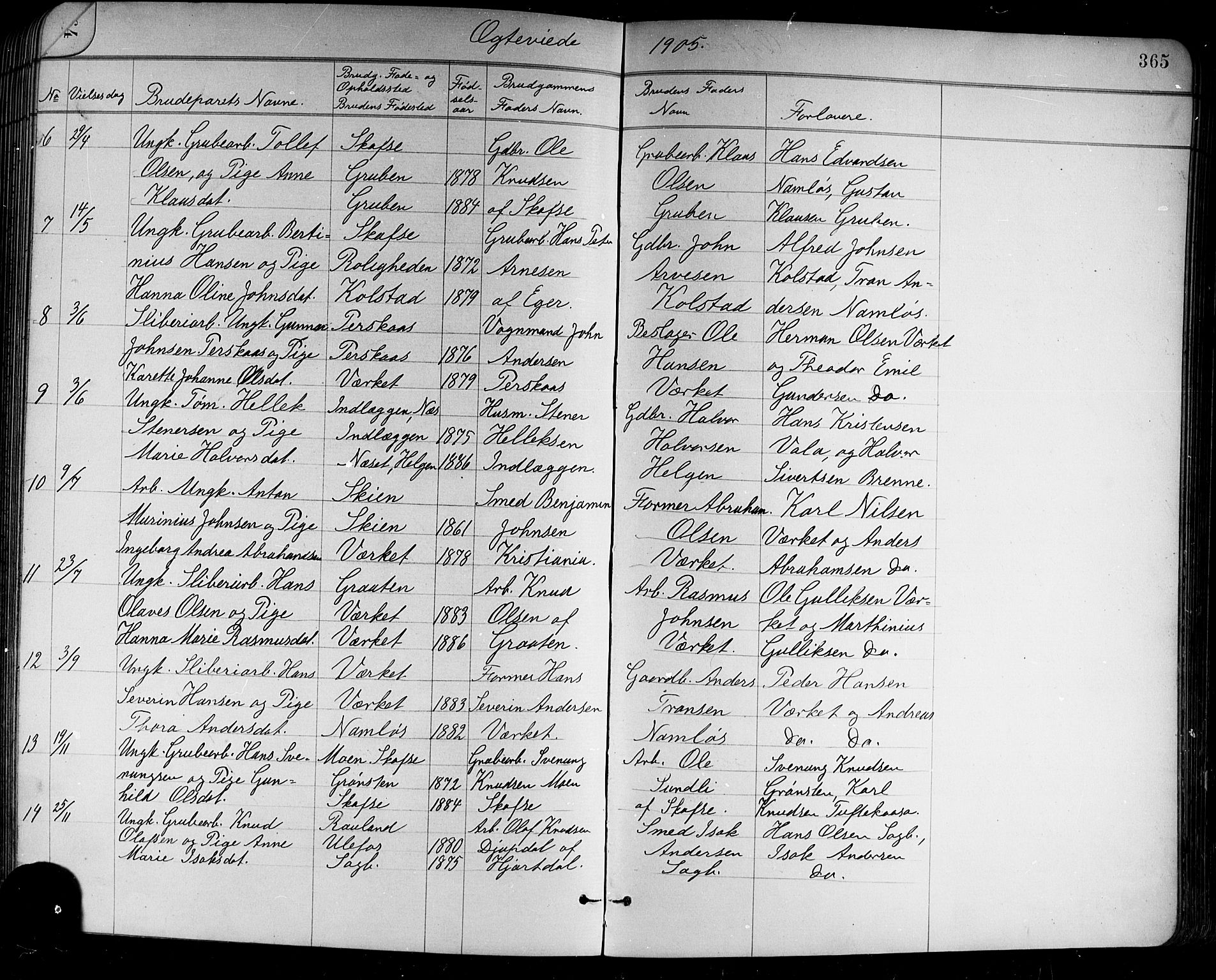 Holla kirkebøker, SAKO/A-272/G/Ga/L0005: Parish register (copy) no. I 5, 1891-1917, p. 365