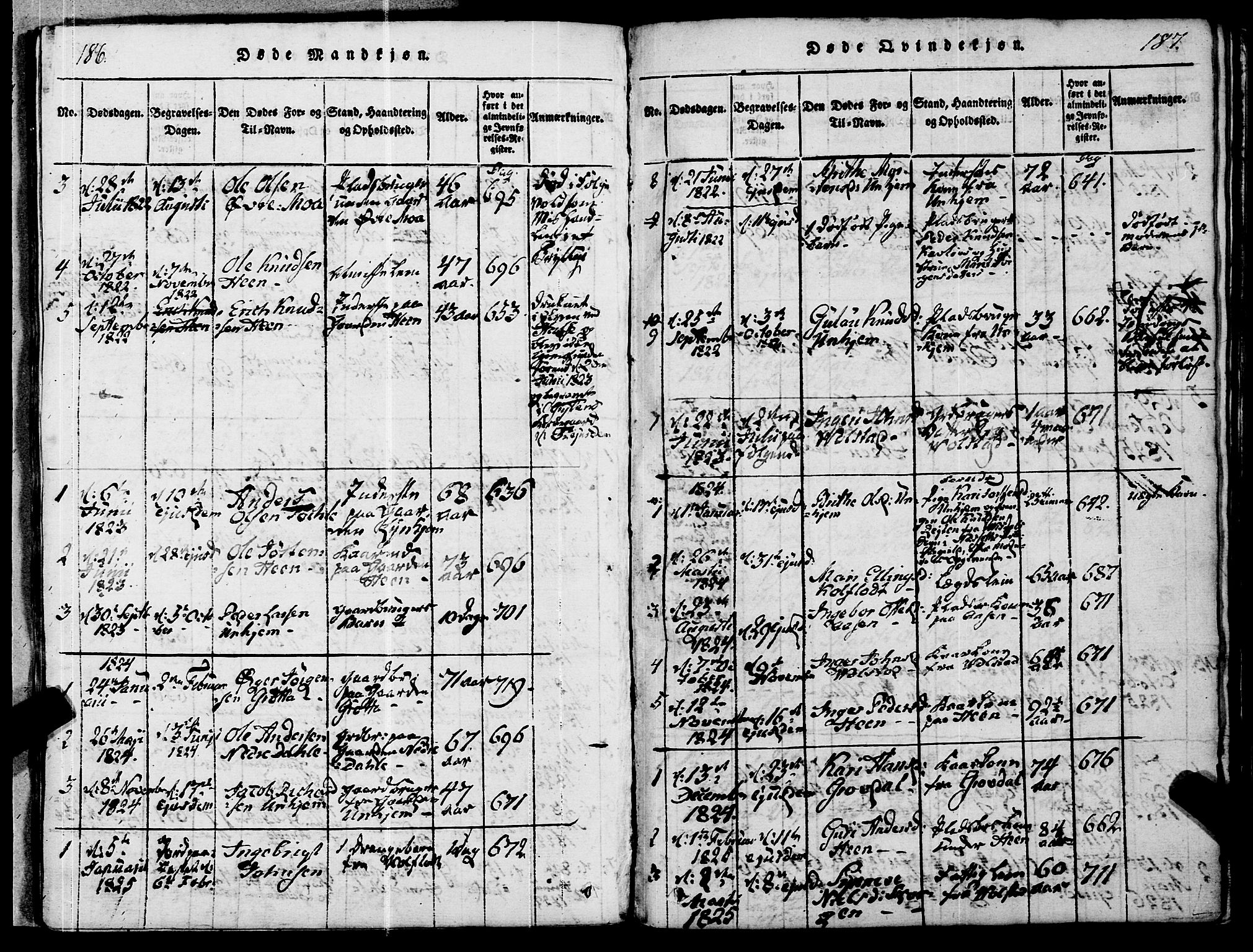 Ministerialprotokoller, klokkerbøker og fødselsregistre - Møre og Romsdal, SAT/A-1454/545/L0585: Parish register (official) no. 545A01, 1818-1853, p. 186-187
