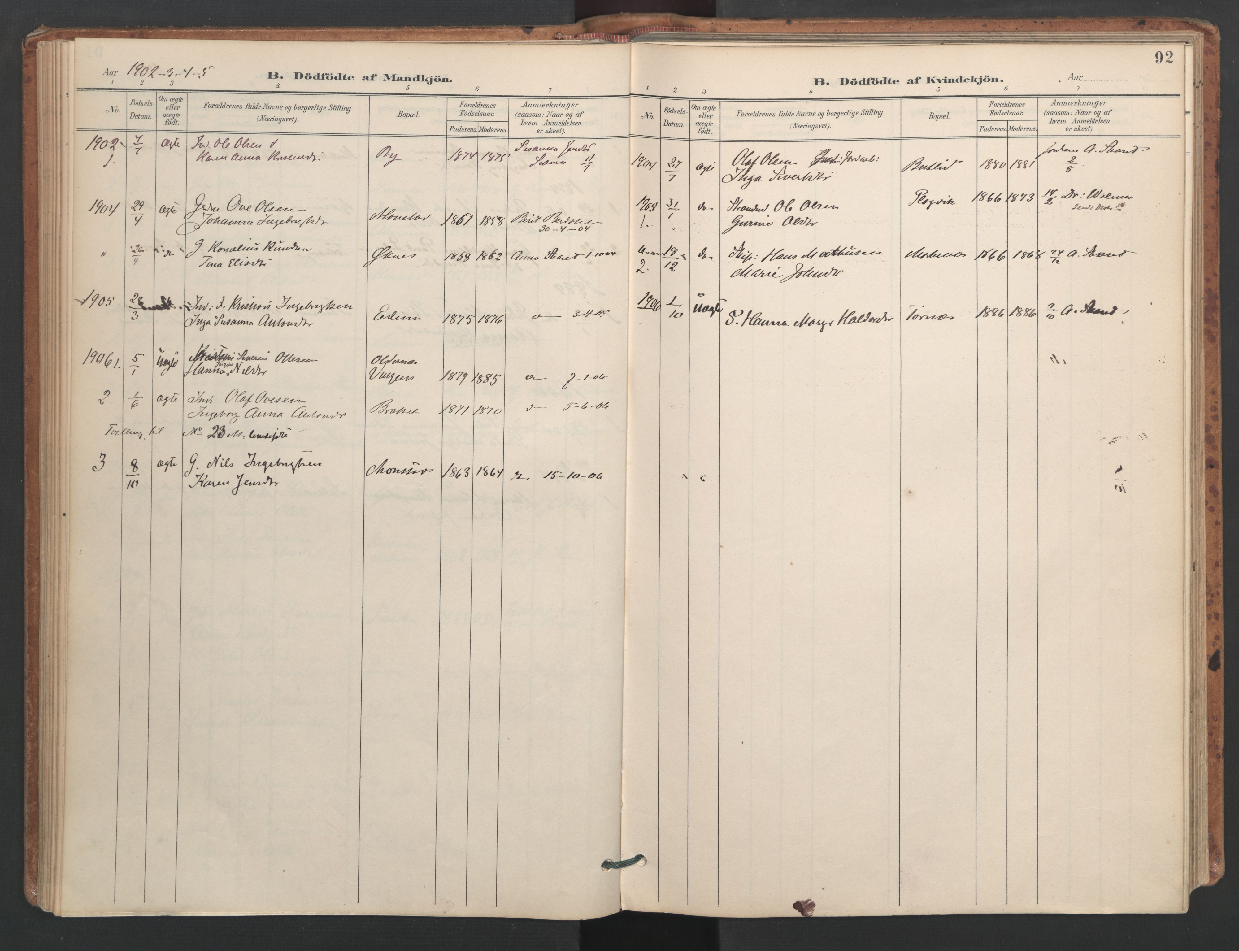 Ministerialprotokoller, klokkerbøker og fødselsregistre - Sør-Trøndelag, SAT/A-1456/655/L0681: Parish register (official) no. 655A10, 1895-1907, p. 92