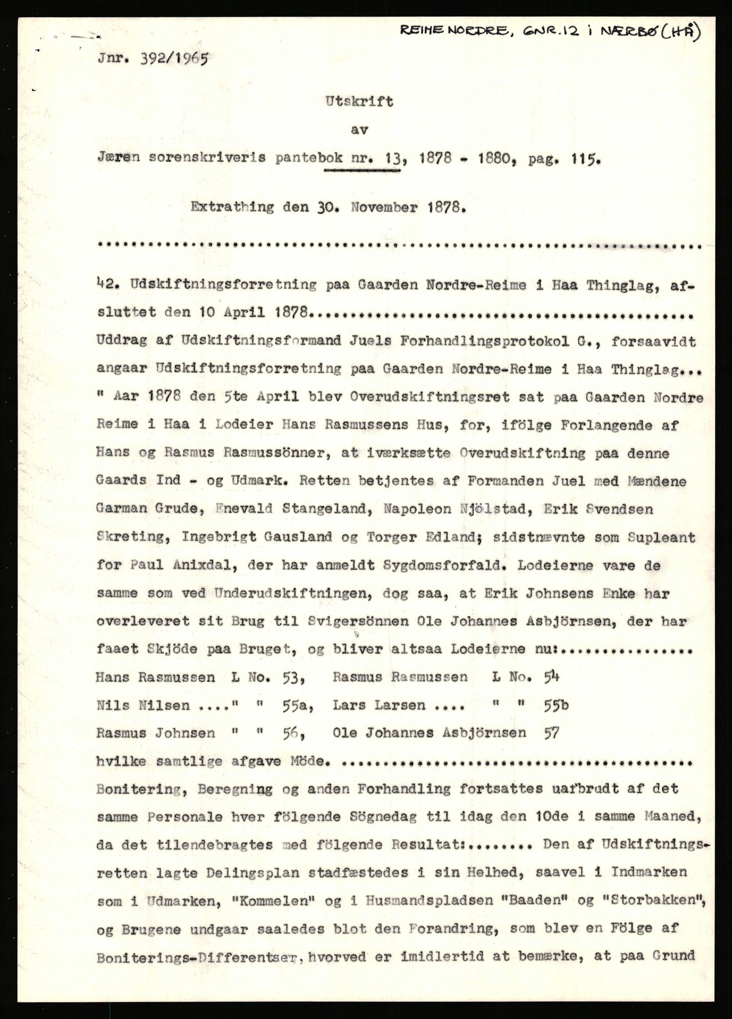 Statsarkivet i Stavanger, SAST/A-101971/03/Y/Yj/L0068: Avskrifter sortert etter gårdsnavn: Refsnes - Risjell, 1750-1930, p. 61