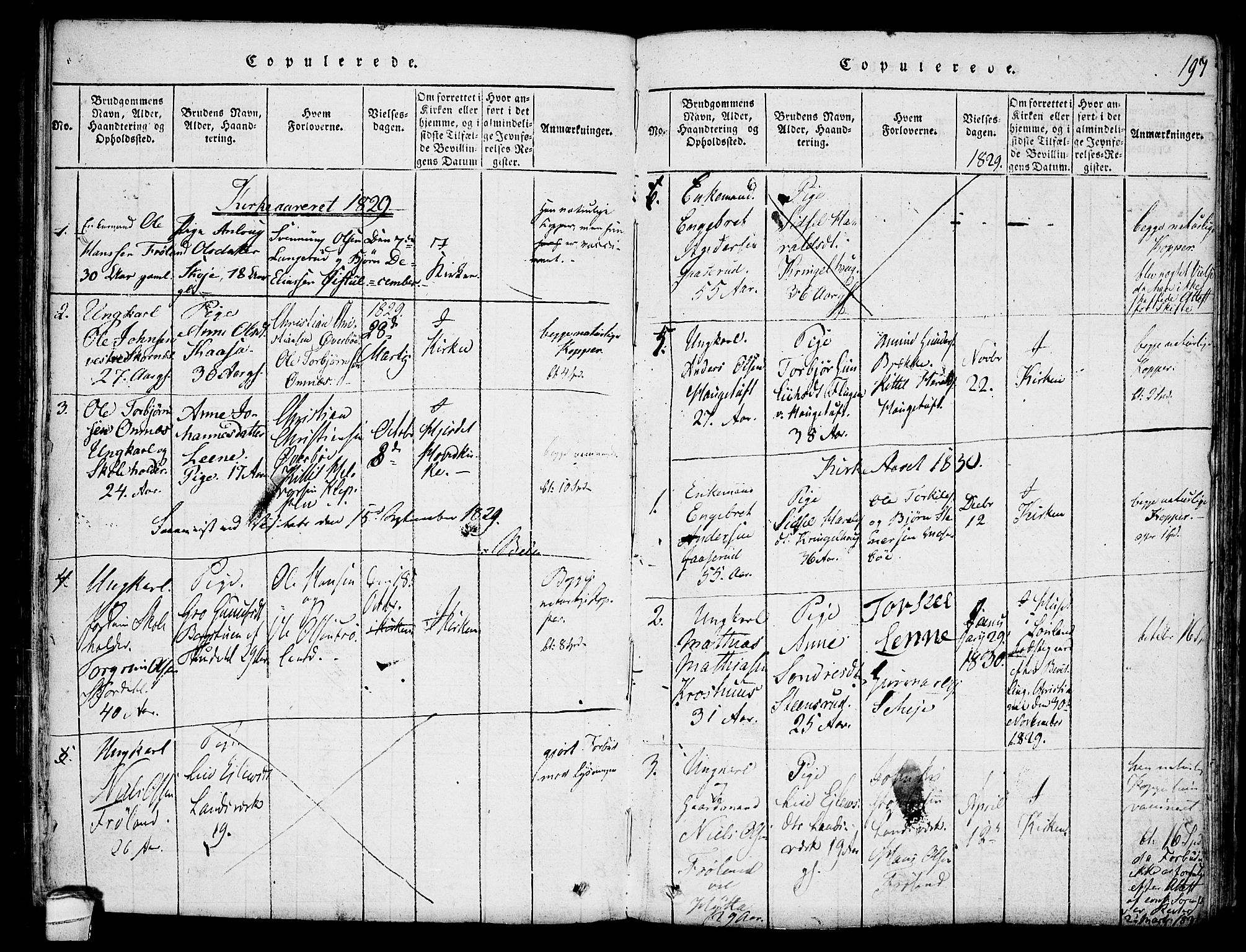 Hjartdal kirkebøker, SAKO/A-270/F/Fb/L0001: Parish register (official) no. II 1, 1815-1843, p. 197