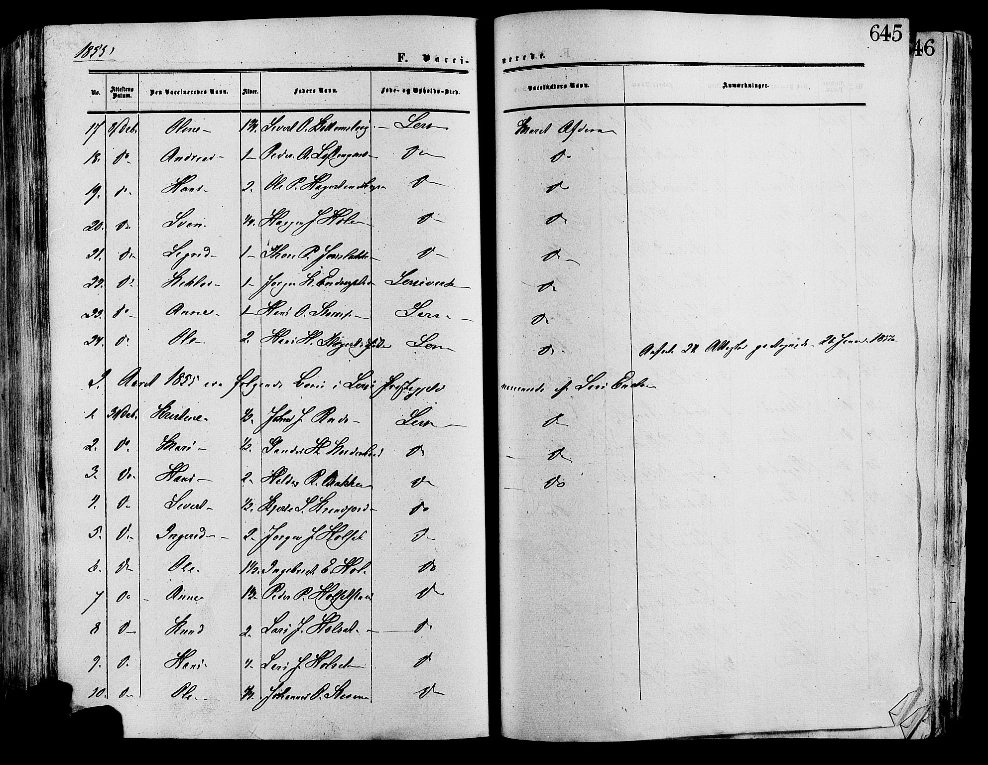 Lesja prestekontor, AV/SAH-PREST-068/H/Ha/Haa/L0008: Parish register (official) no. 8, 1854-1880, p. 645