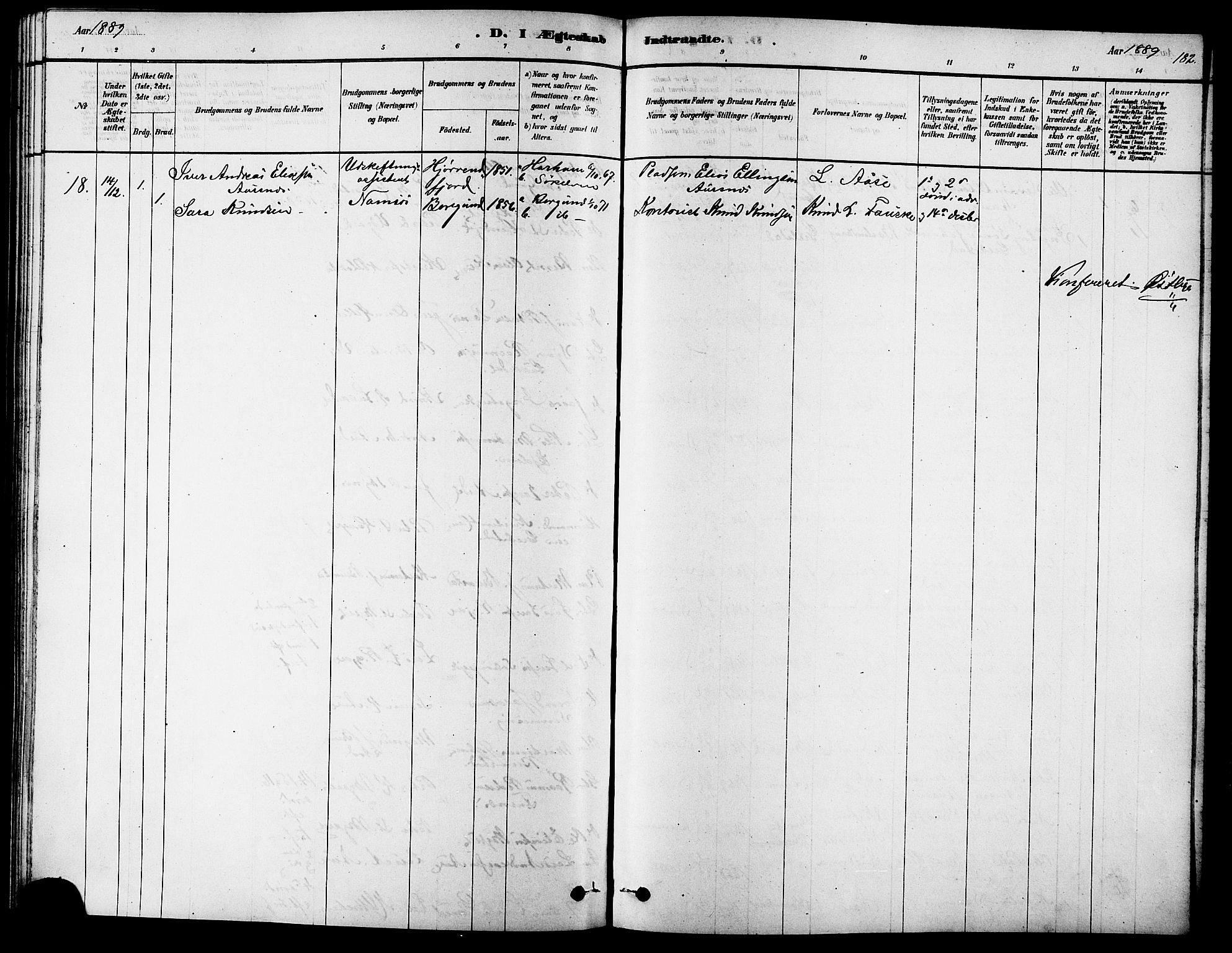 Ministerialprotokoller, klokkerbøker og fødselsregistre - Møre og Romsdal, SAT/A-1454/523/L0339: Parish register (copy) no. 523C02, 1878-1891, p. 182