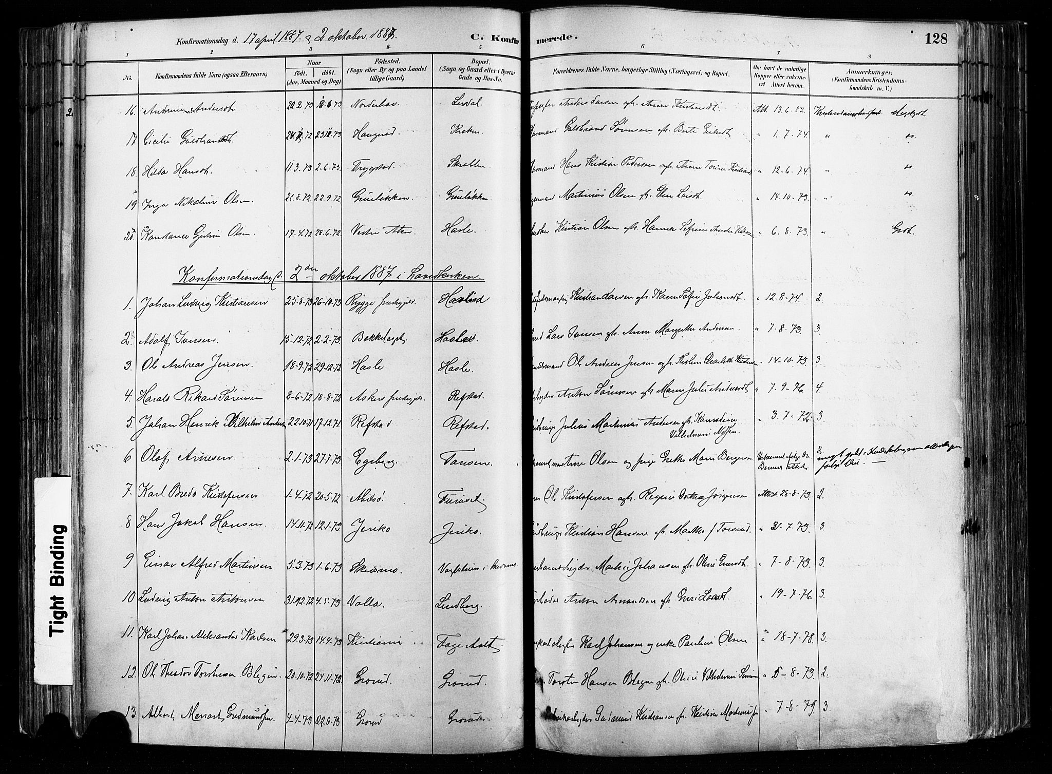 Østre Aker prestekontor Kirkebøker, AV/SAO-A-10840/F/Fa/L0008: Parish register (official) no. I 8, 1883-1894, p. 128