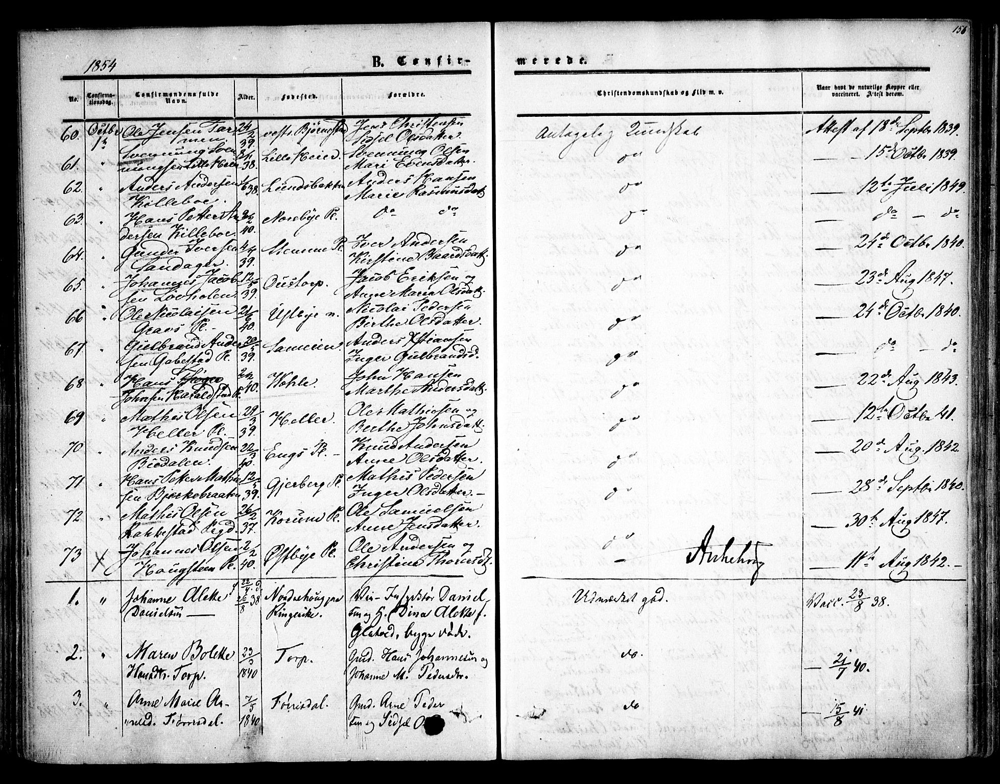 Rakkestad prestekontor Kirkebøker, AV/SAO-A-2008/F/Fa/L0009: Parish register (official) no. I 9, 1850-1856, p. 156