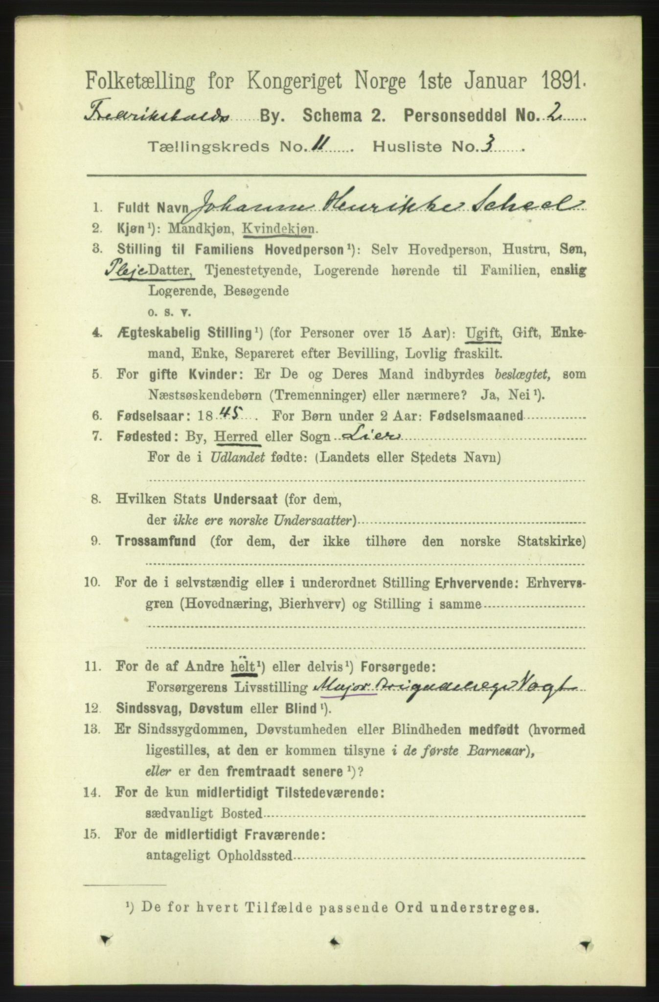 RA, 1891 census for 0101 Fredrikshald, 1891, p. 7650