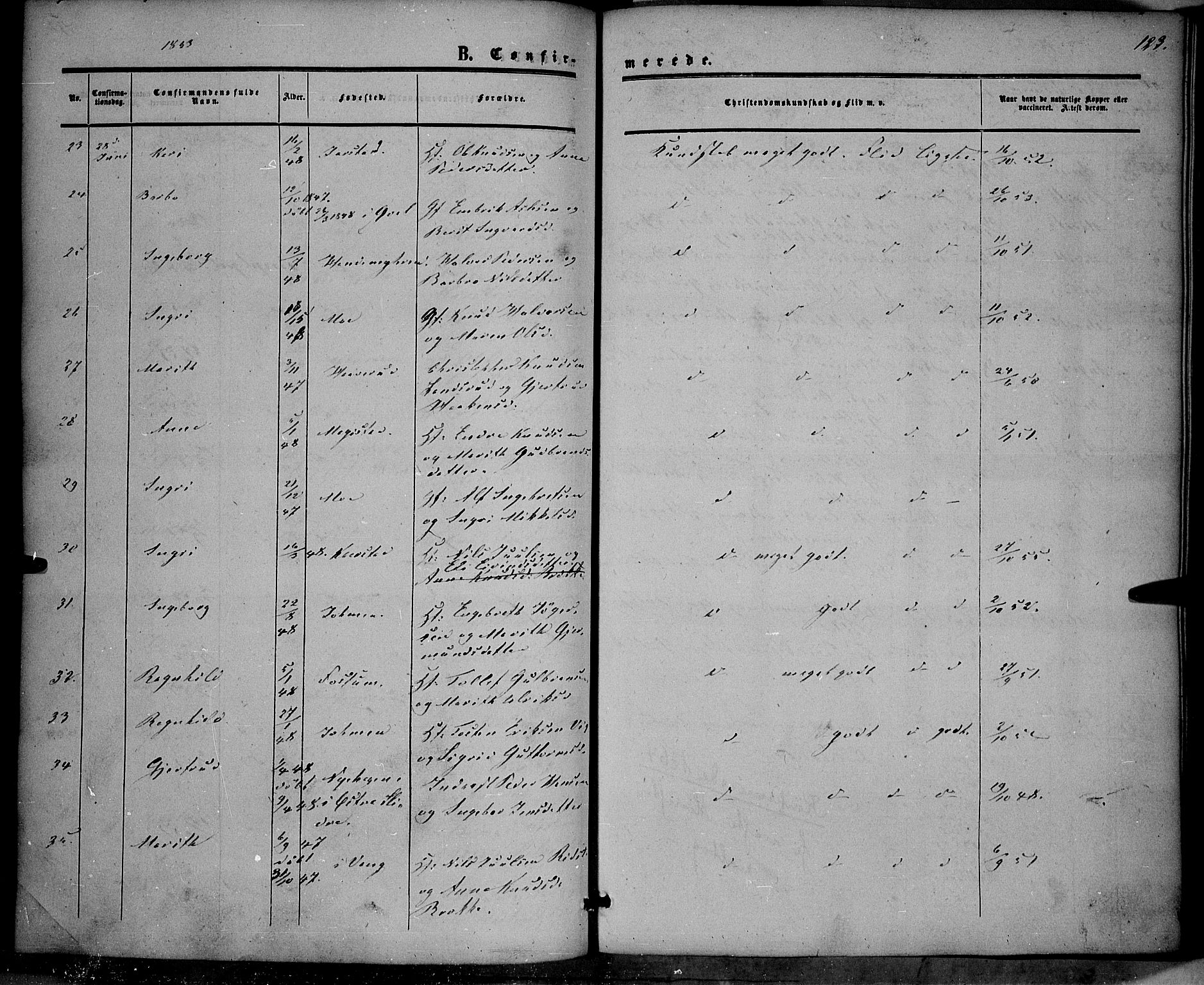 Vestre Slidre prestekontor, AV/SAH-PREST-136/H/Ha/Haa/L0002: Parish register (official) no. 2, 1856-1864, p. 123