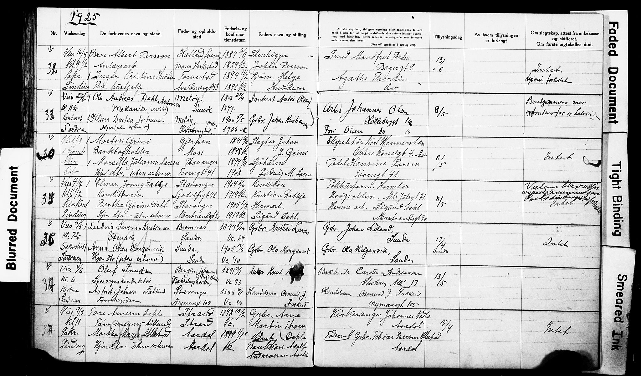St. Johannes sokneprestkontor, AV/SAST-A-101814/001/70/705BA/L0003: Banns register no. 3, 1916-1928