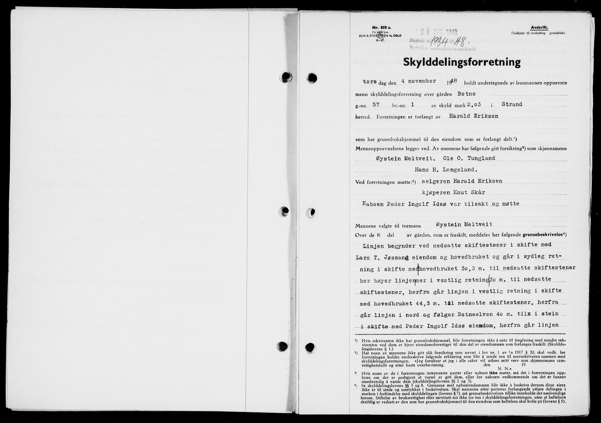 Ryfylke tingrett, AV/SAST-A-100055/001/II/IIB/L0104: Mortgage book no. 83, 1948-1949, Diary no: : 1934/1948