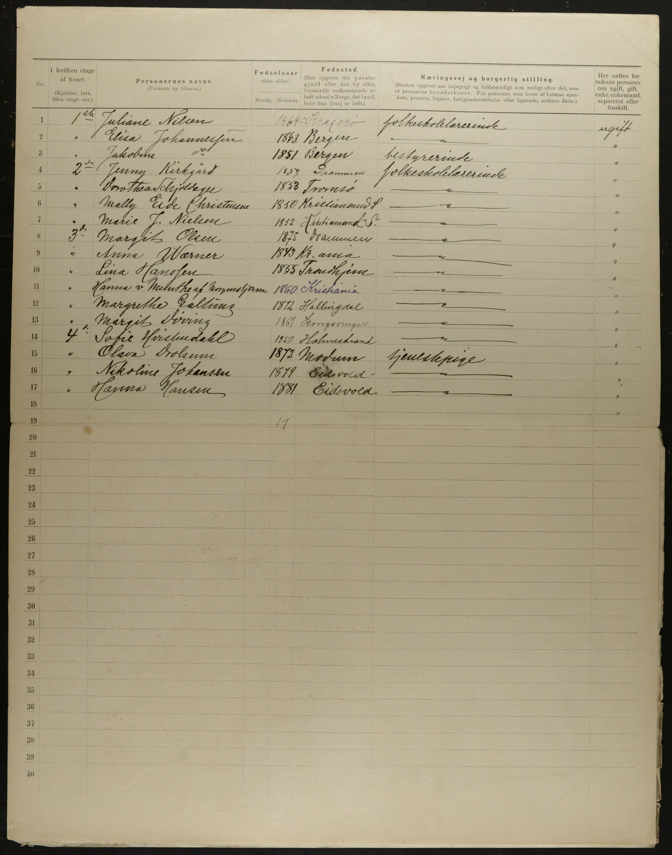 OBA, Municipal Census 1901 for Kristiania, 1901, p. 12086