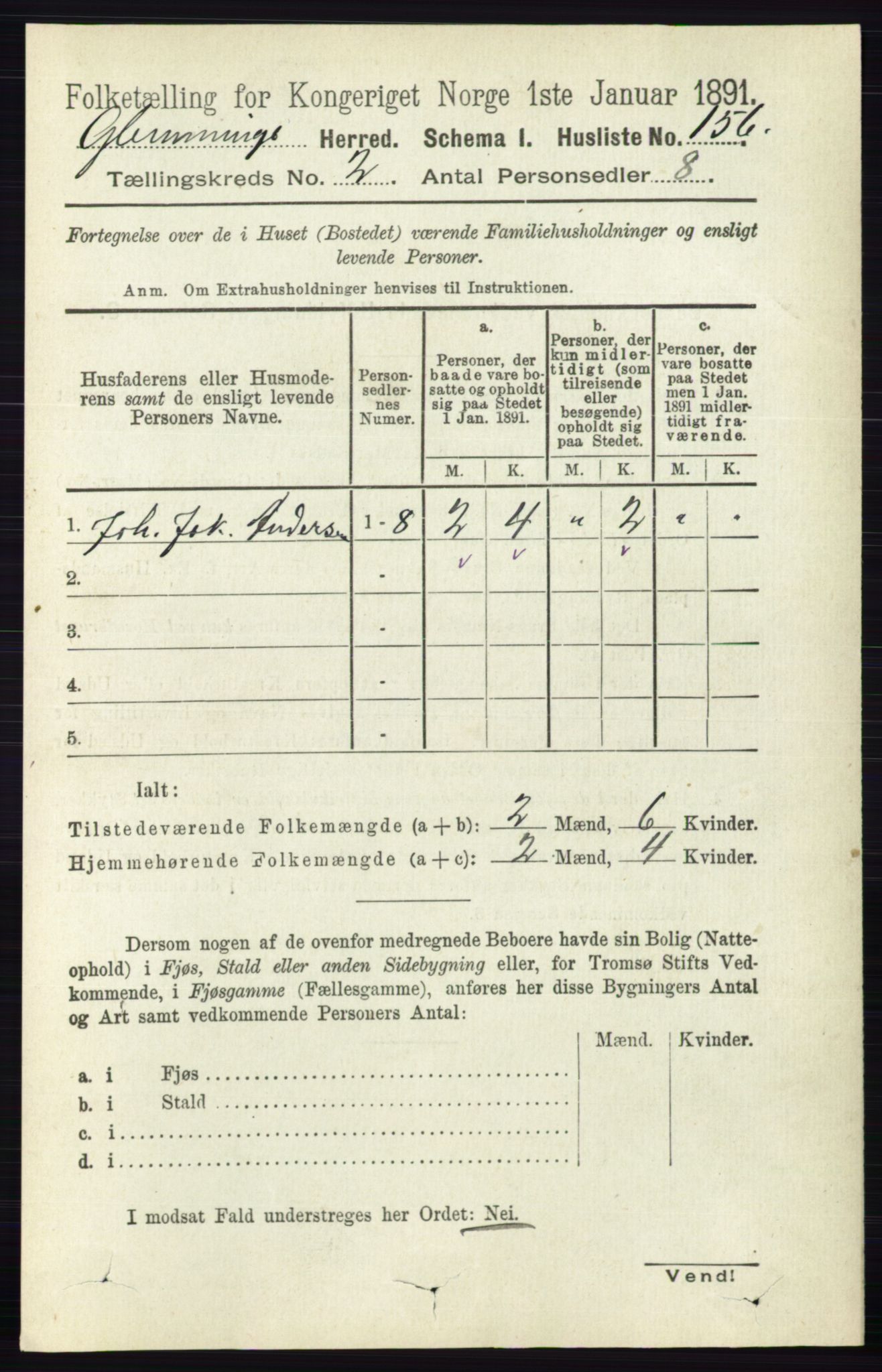 RA, 1891 census for 0132 Glemmen, 1891, p. 574