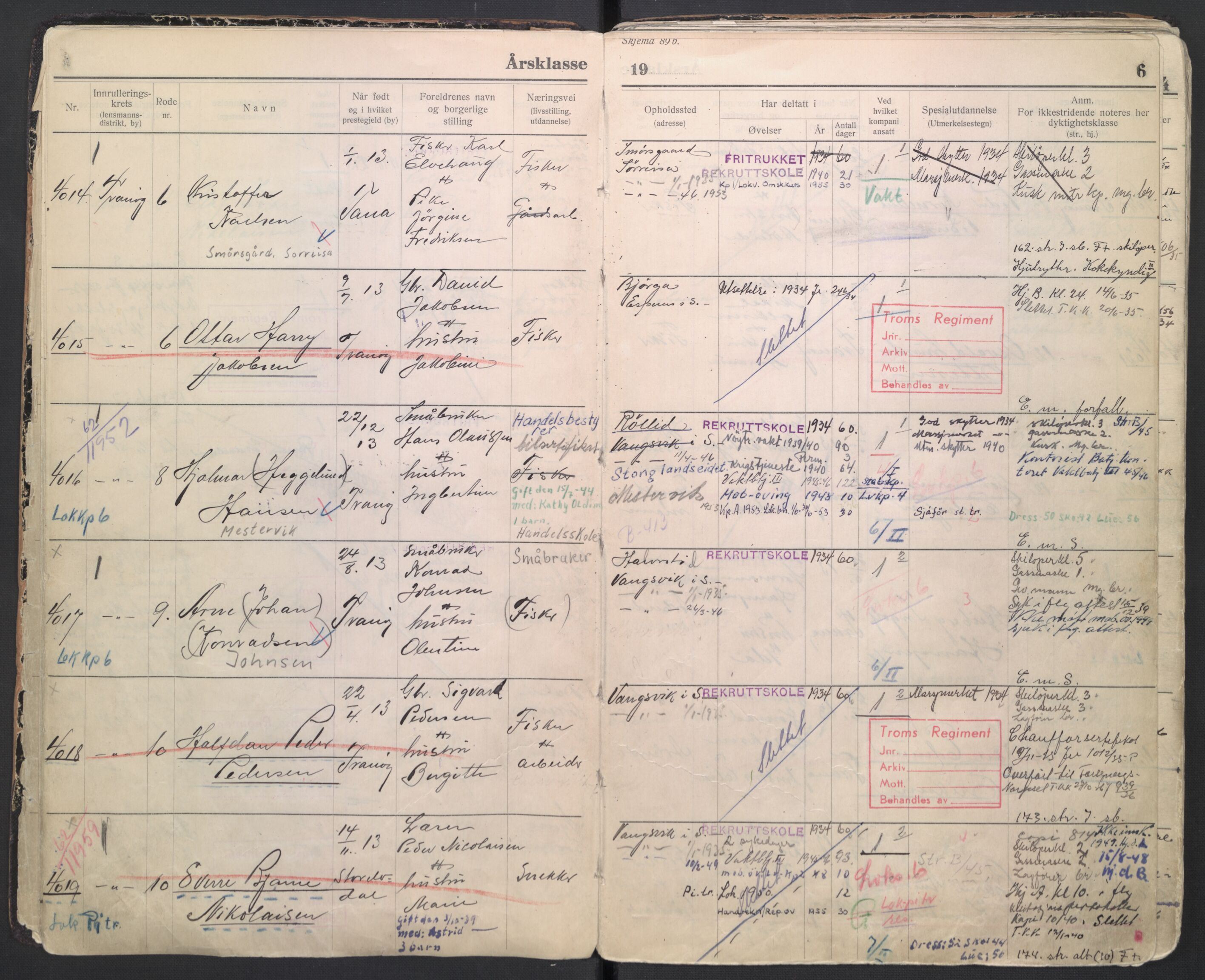 Forsvaret, Troms infanteriregiment nr. 16, AV/RA-RAFA-3146/P/Pa/L0006/0007: Ruller / Rulle for regimentets menige mannskaper, årsklasse 1934, 1934, p. 6