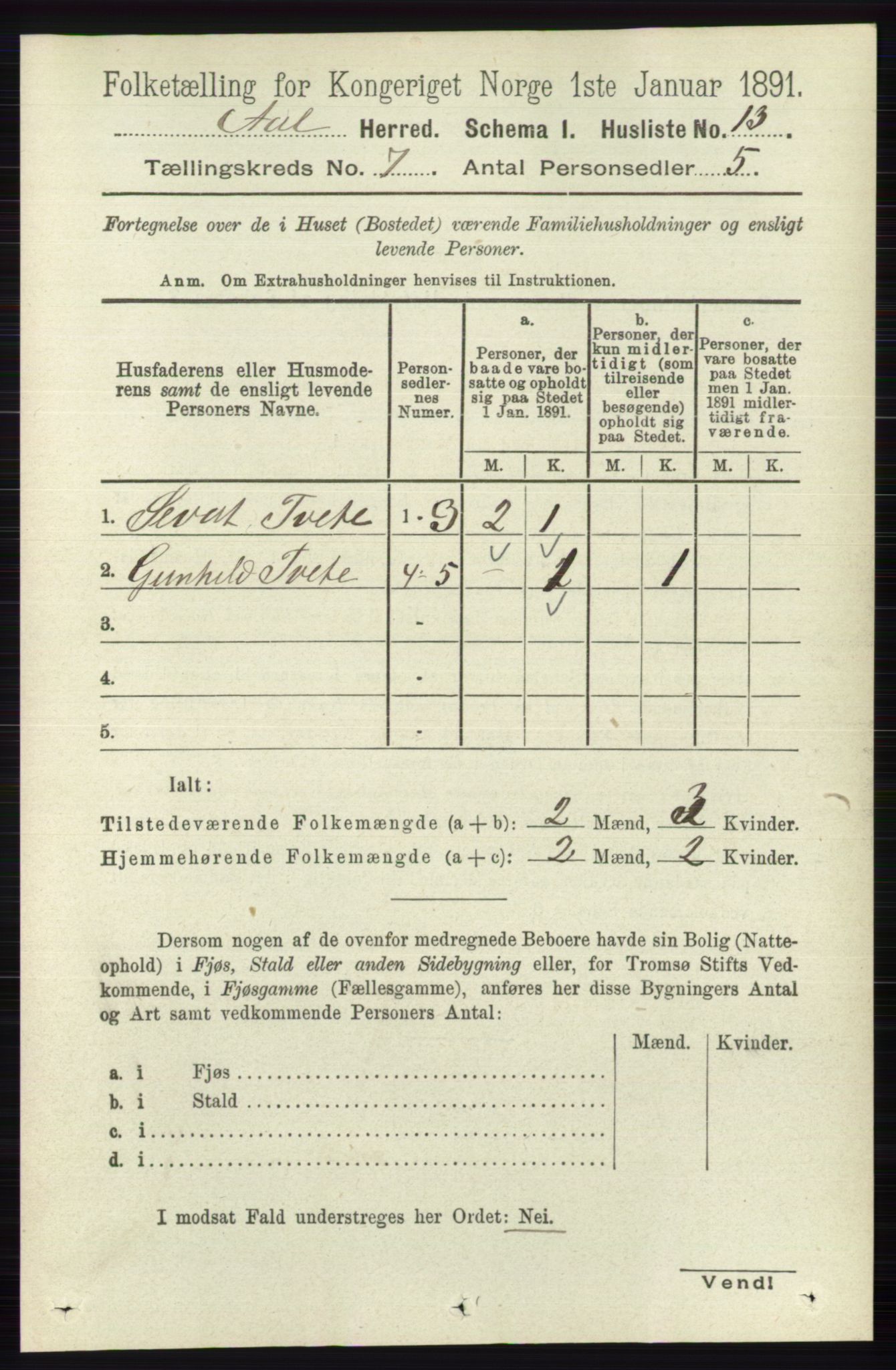 RA, 1891 census for 0619 Ål, 1891, p. 1794