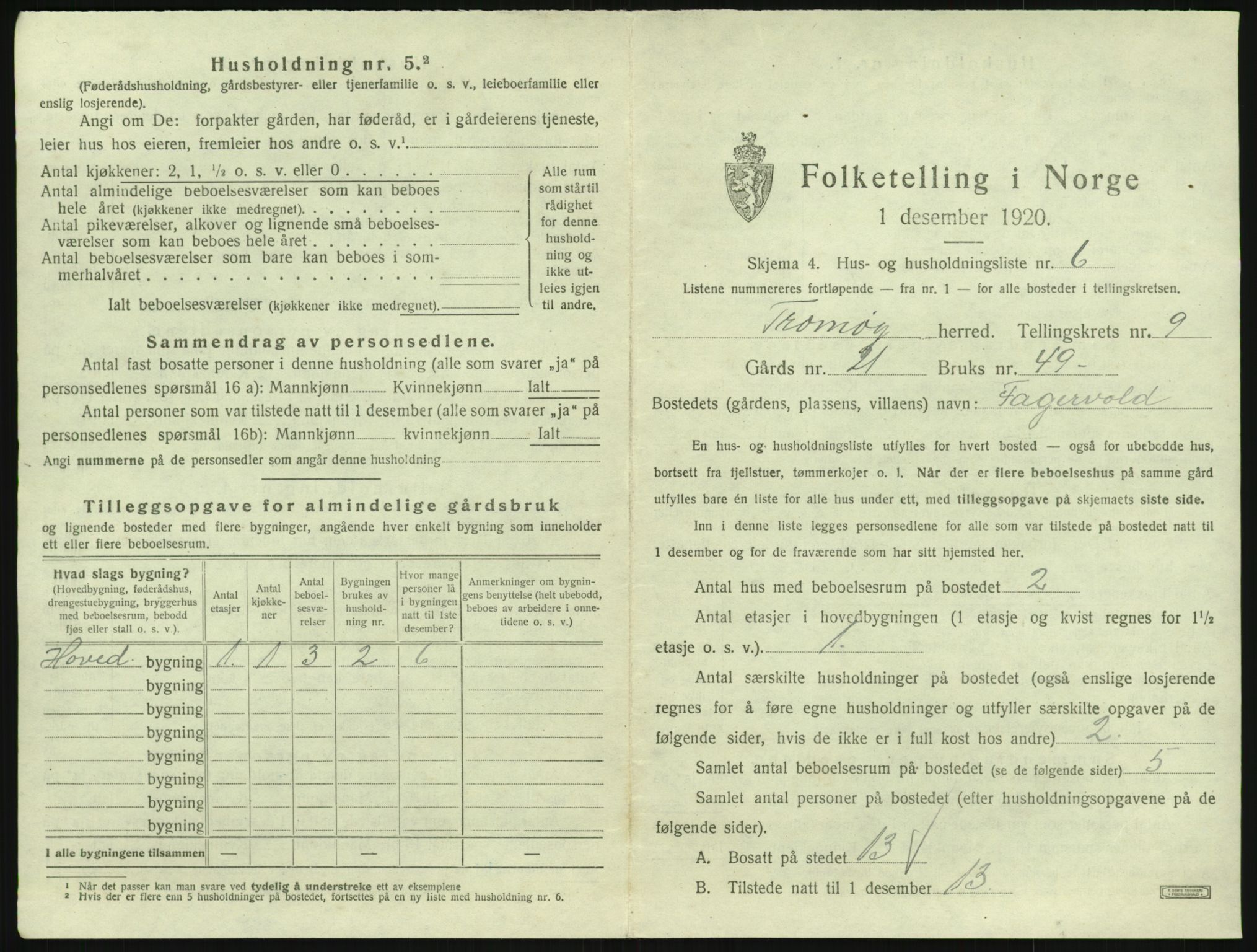 SAK, 1920 census for Tromøy, 1920, p. 969