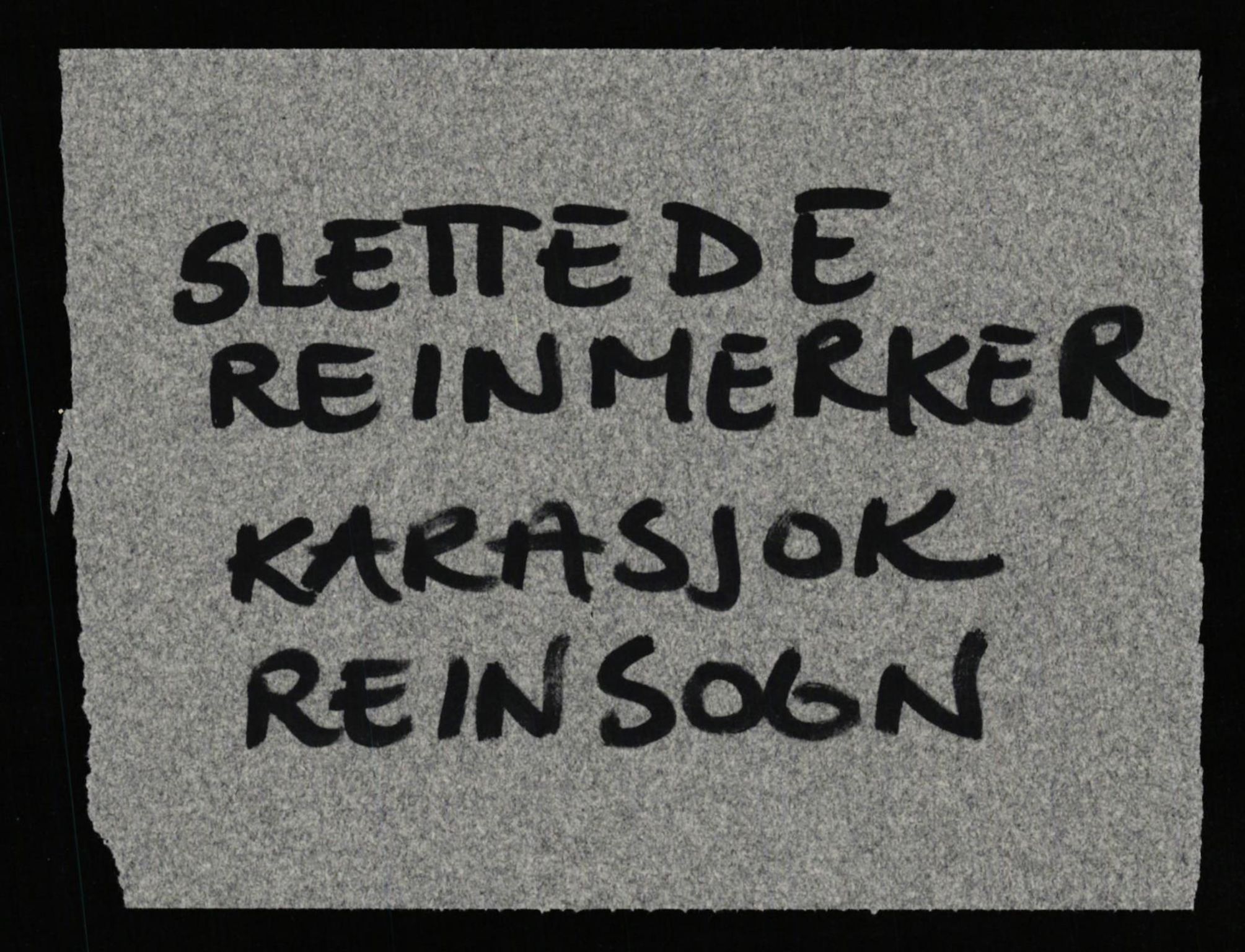 Lappefogden i Finnmark/Reindriftsforvaltningen Øst-Finnmark, AV/SATØ-S-1461/G/Ge/Gea/L0007: Slettede reinmerker: Karasjok, Kautokeino, Polmak og Varanger, 1934-1992, p. 1