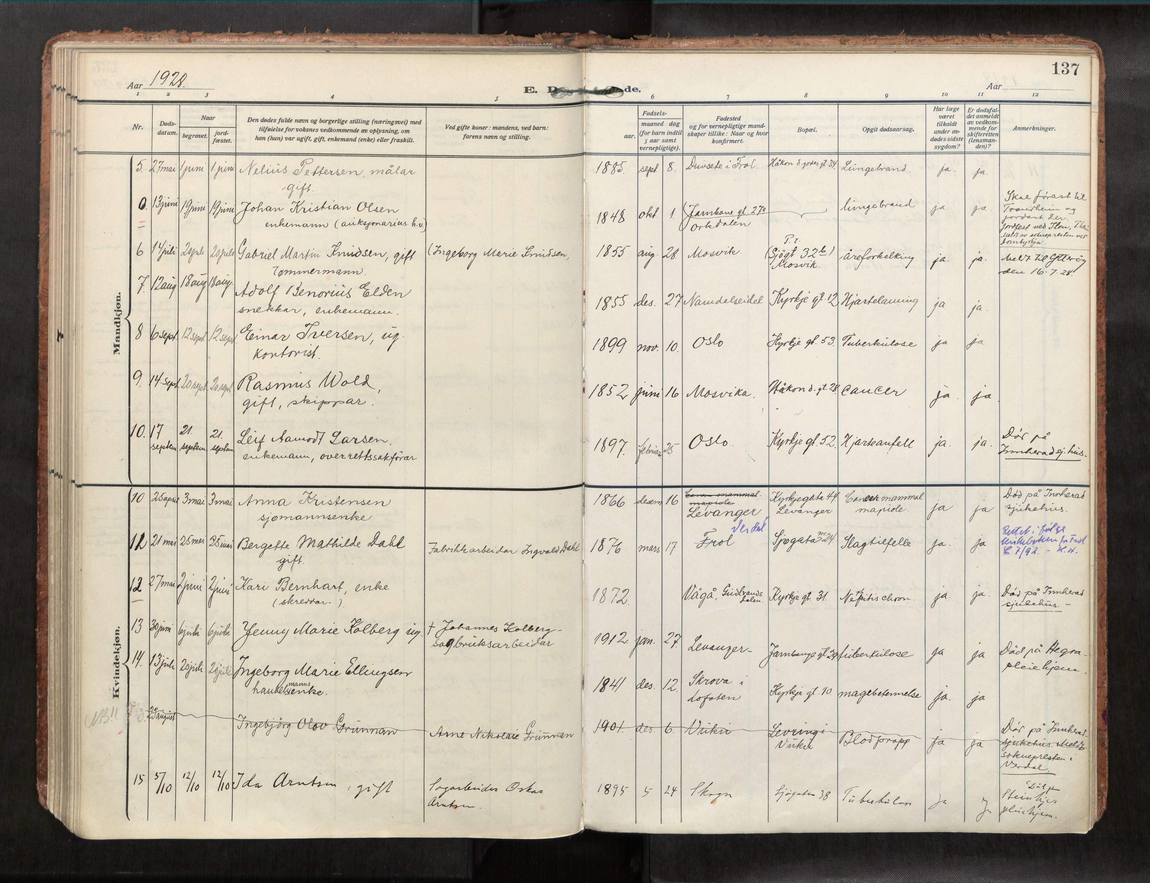 Levanger sokneprestkontor, AV/SAT-A-1301/2/H/Haa/L0001: Parish register (official) no. 1, 1912-1932, p. 137