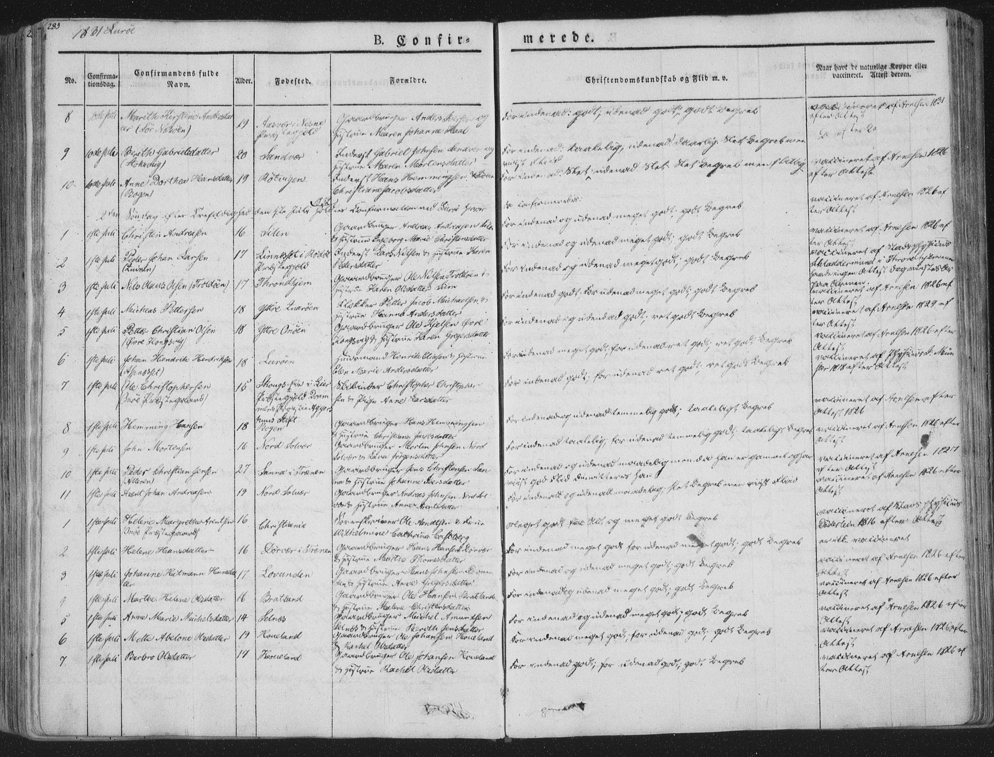 Ministerialprotokoller, klokkerbøker og fødselsregistre - Nordland, SAT/A-1459/839/L0565: Parish register (official) no. 839A02, 1825-1862, p. 285