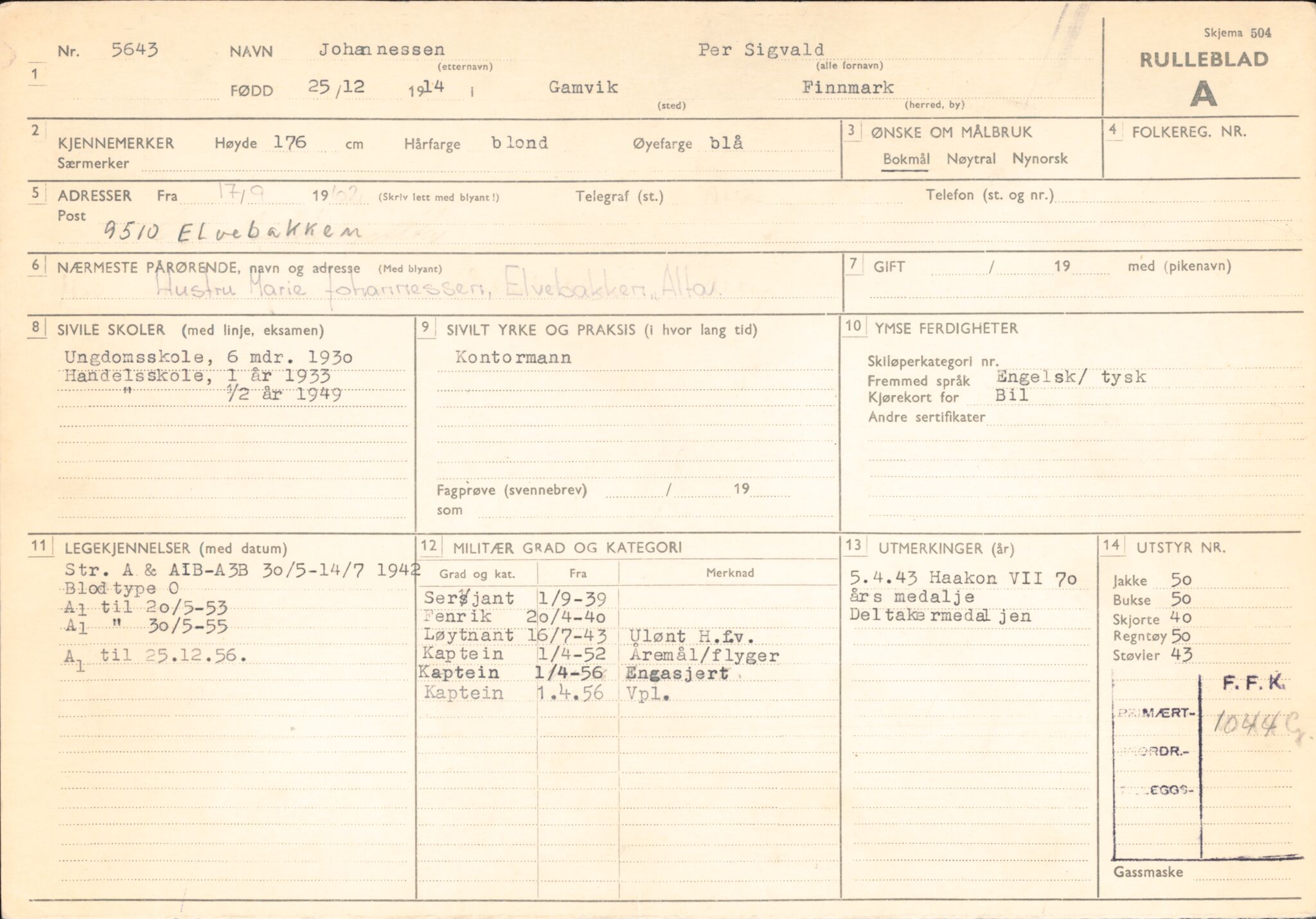 Forsvaret, Forsvarets overkommando/Luftforsvarsstaben, AV/RA-RAFA-4079/P/Pa/L0036: Personellpapirer, 1914, p. 386