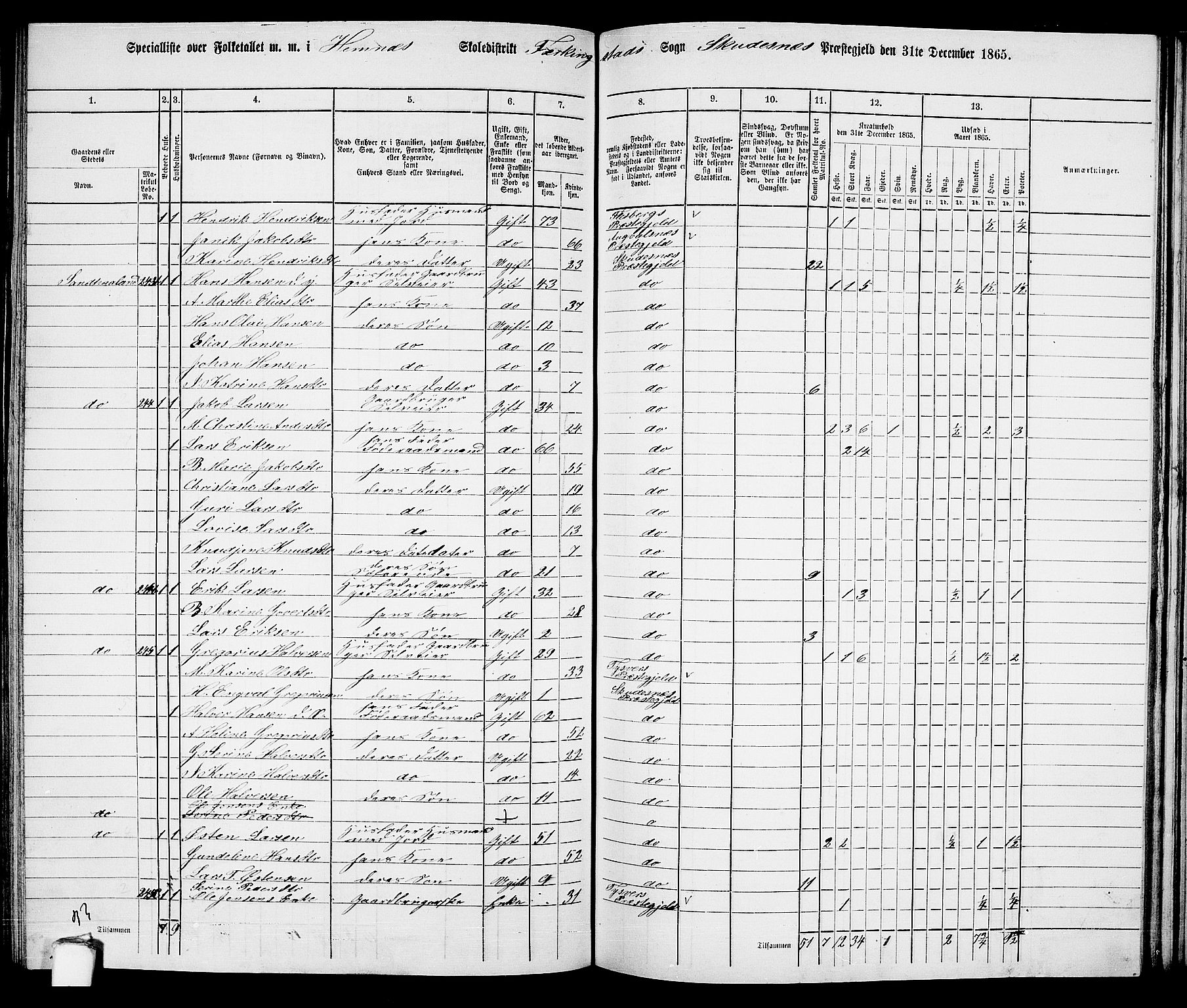 RA, 1865 census for Skudenes, 1865, p. 125