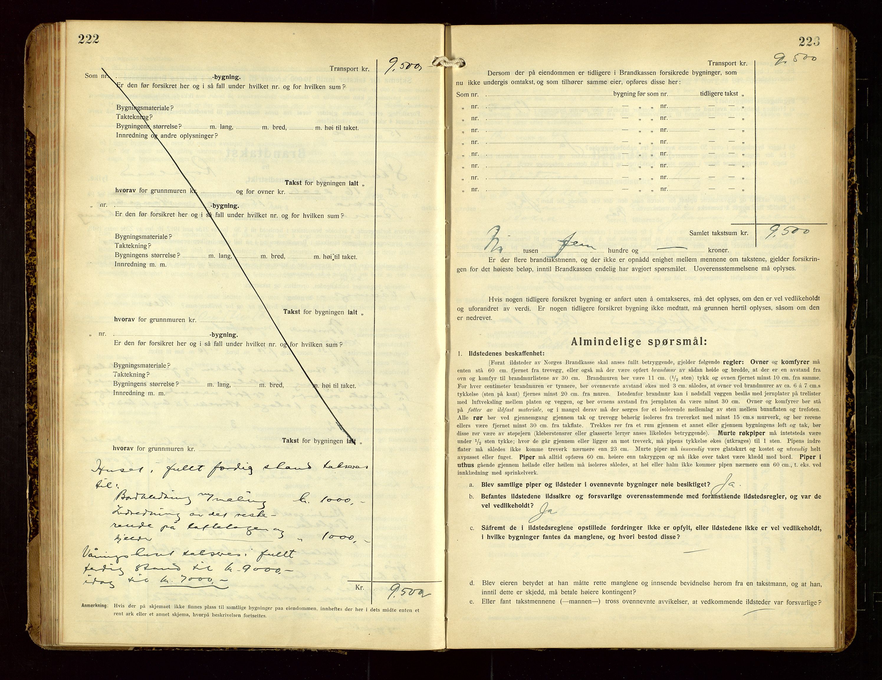 Skudenes lensmannskontor, SAST/A-100444/Gob/L0002: "Brandtakstprotokoll", 1925-1952, p. 222-223
