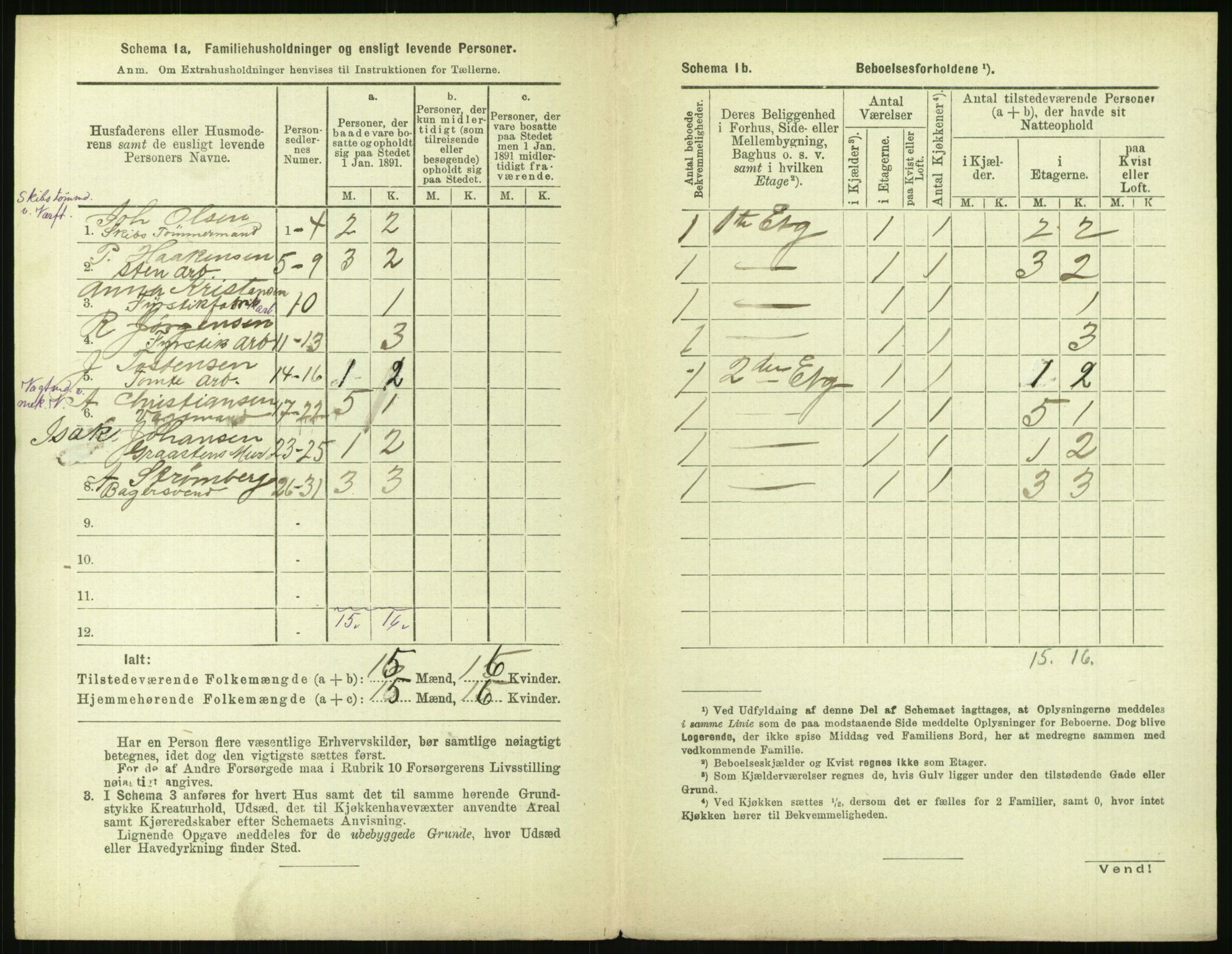 RA, 1891 census for 0301 Kristiania, 1891, p. 116117