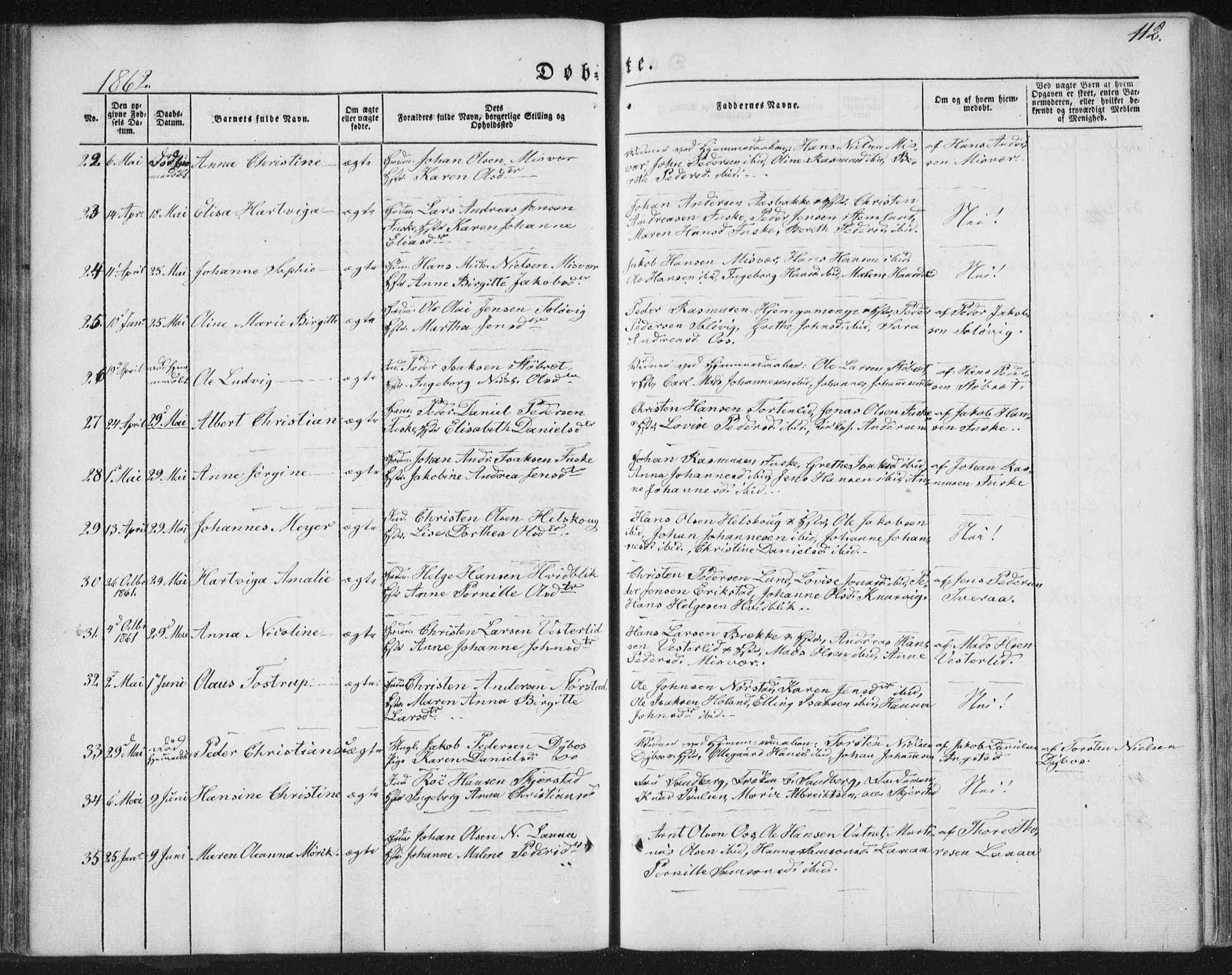 Ministerialprotokoller, klokkerbøker og fødselsregistre - Nordland, AV/SAT-A-1459/852/L0738: Parish register (official) no. 852A08, 1849-1865, p. 112