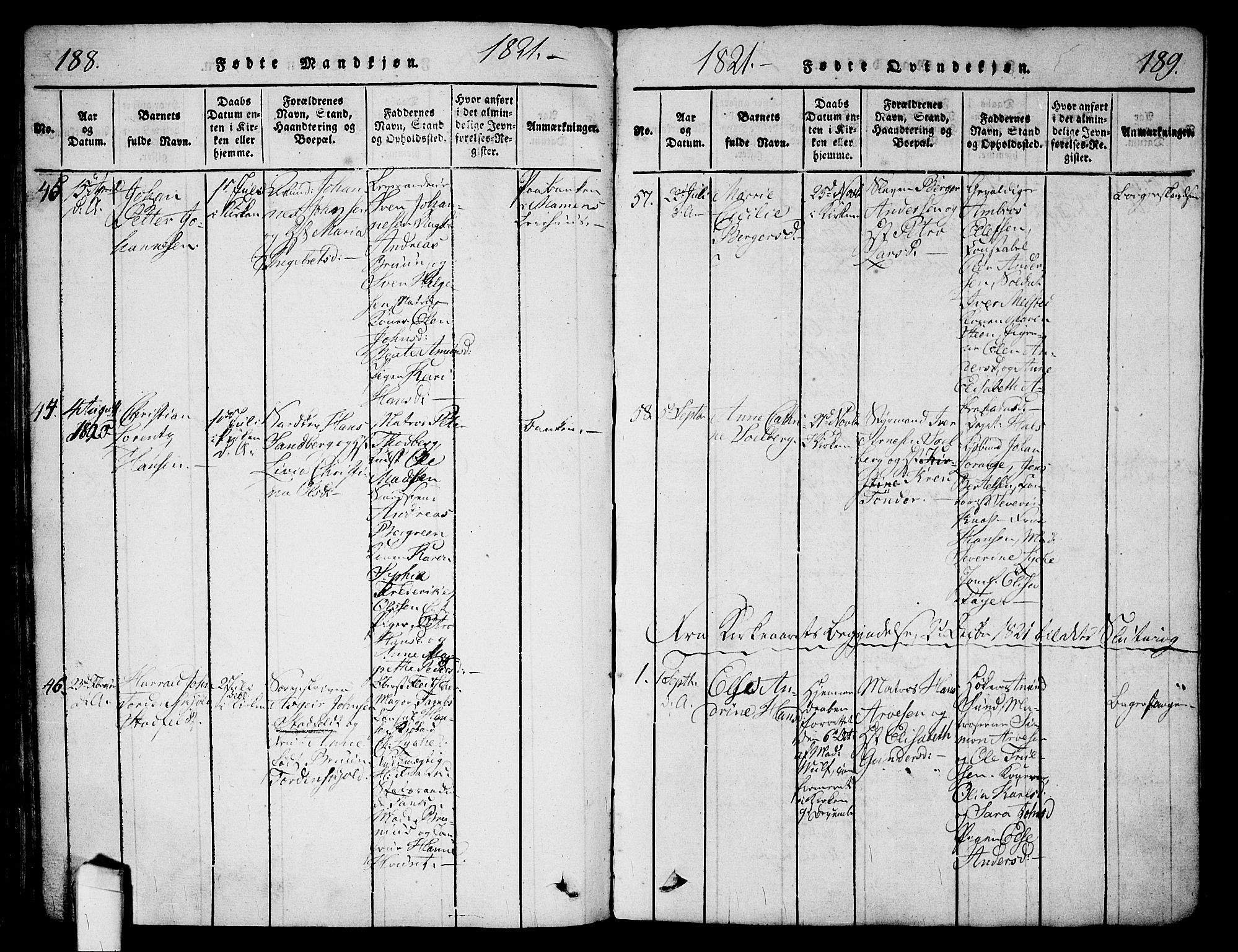 Halden prestekontor Kirkebøker, SAO/A-10909/G/Ga/L0001: Parish register (copy) no. 1, 1815-1833, p. 188-189