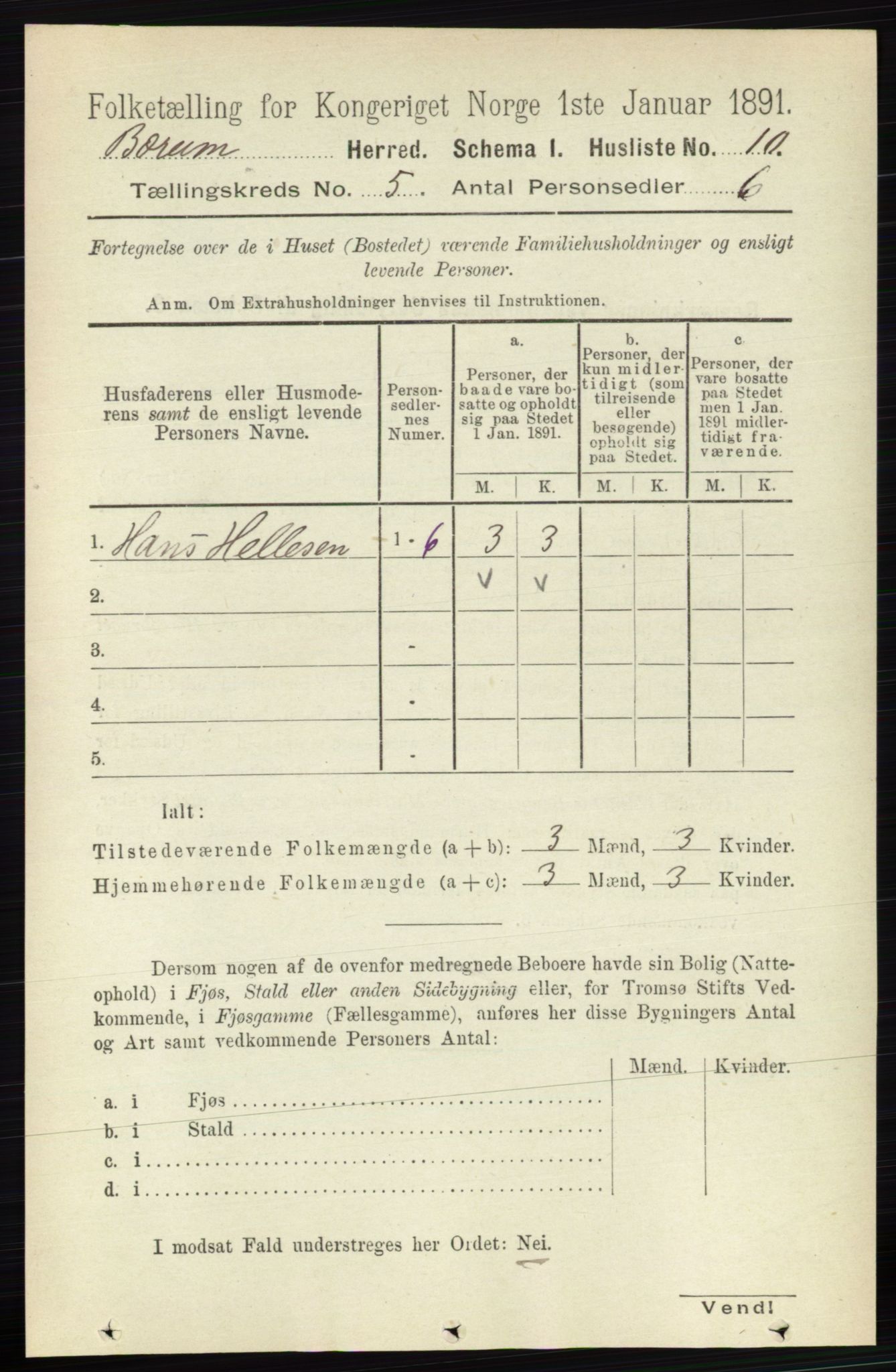 RA, 1891 census for 0219 Bærum, 1891, p. 2946