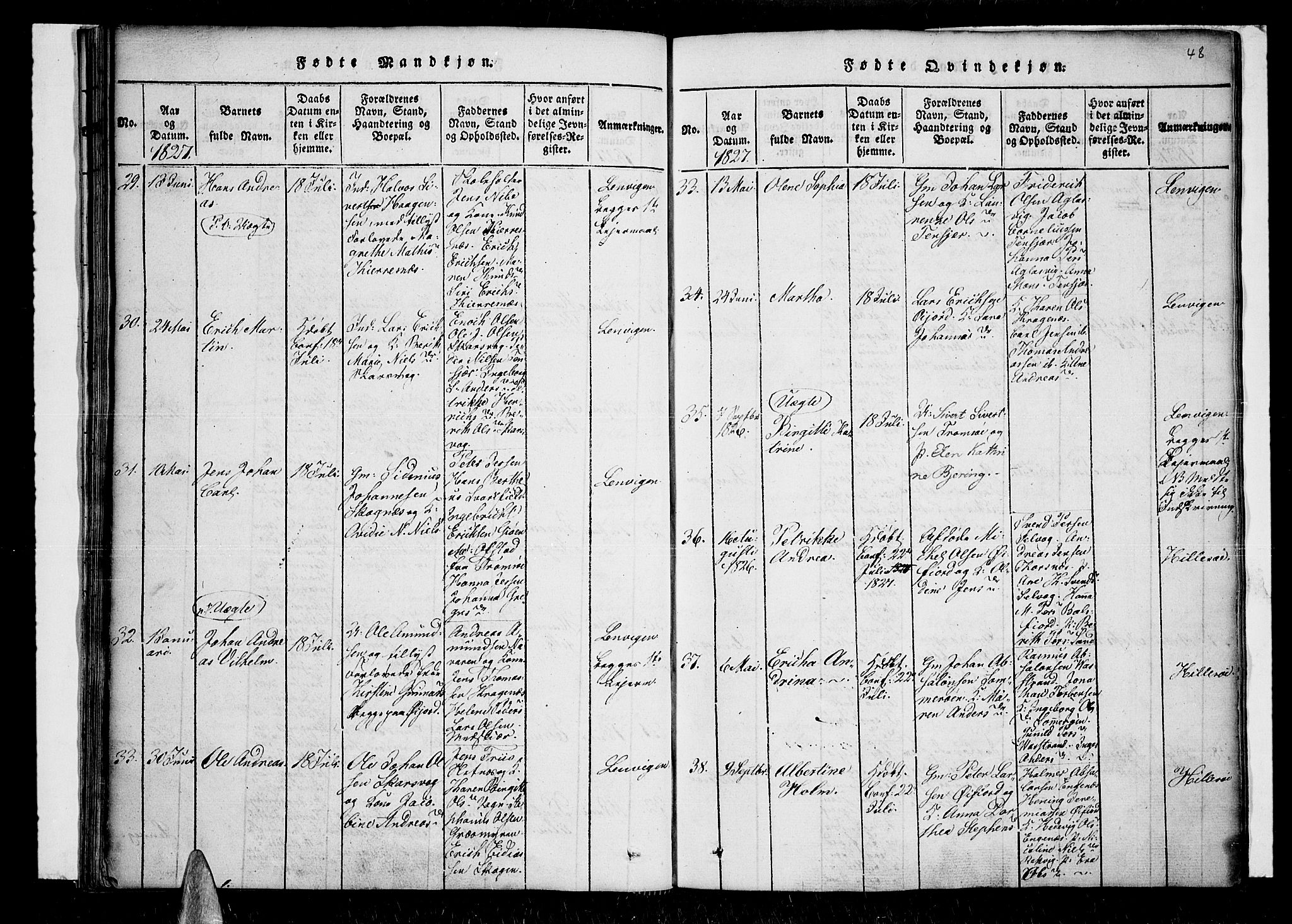 Lenvik sokneprestembete, SATØ/S-1310/H/Ha/Haa/L0003kirke: Parish register (official) no. 3, 1820-1831, p. 48