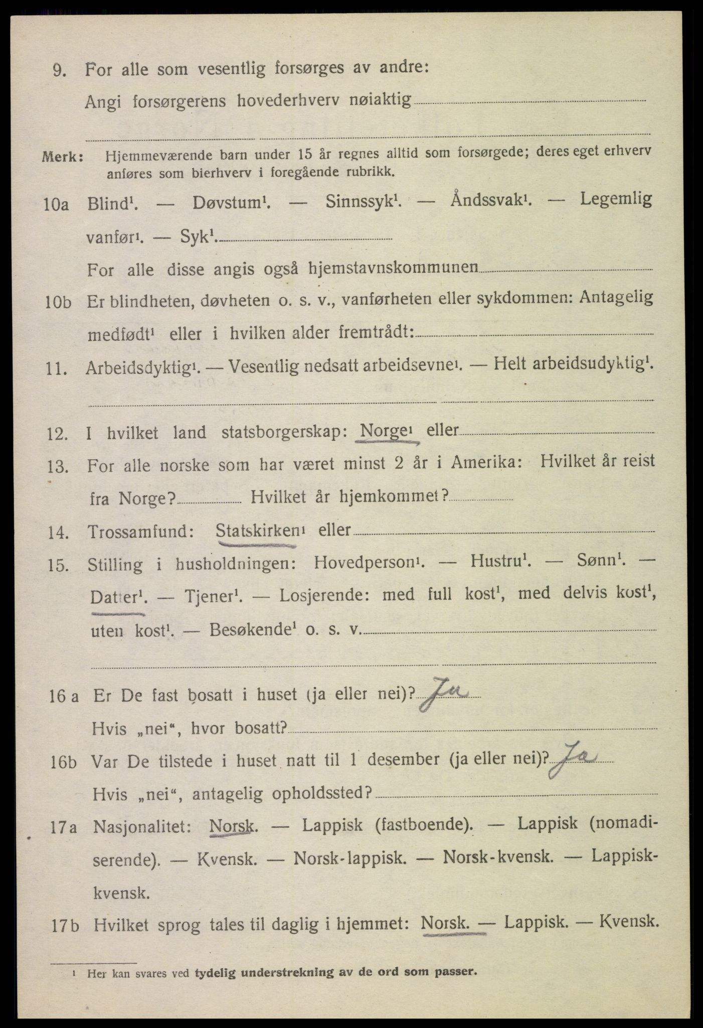 SAT, 1920 census for Sortland, 1920, p. 4831