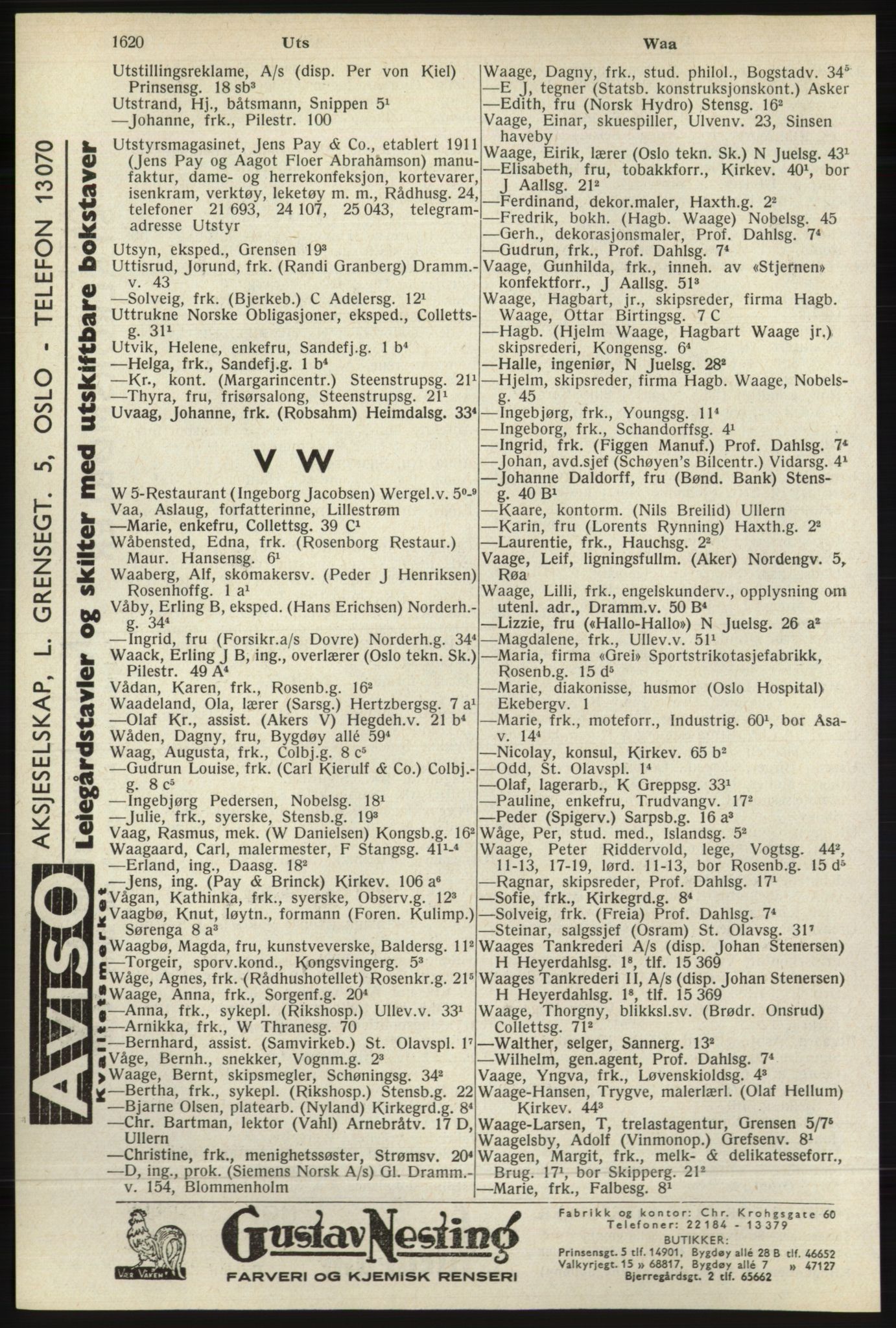 Kristiania/Oslo adressebok, PUBL/-, 1940, p. 1638