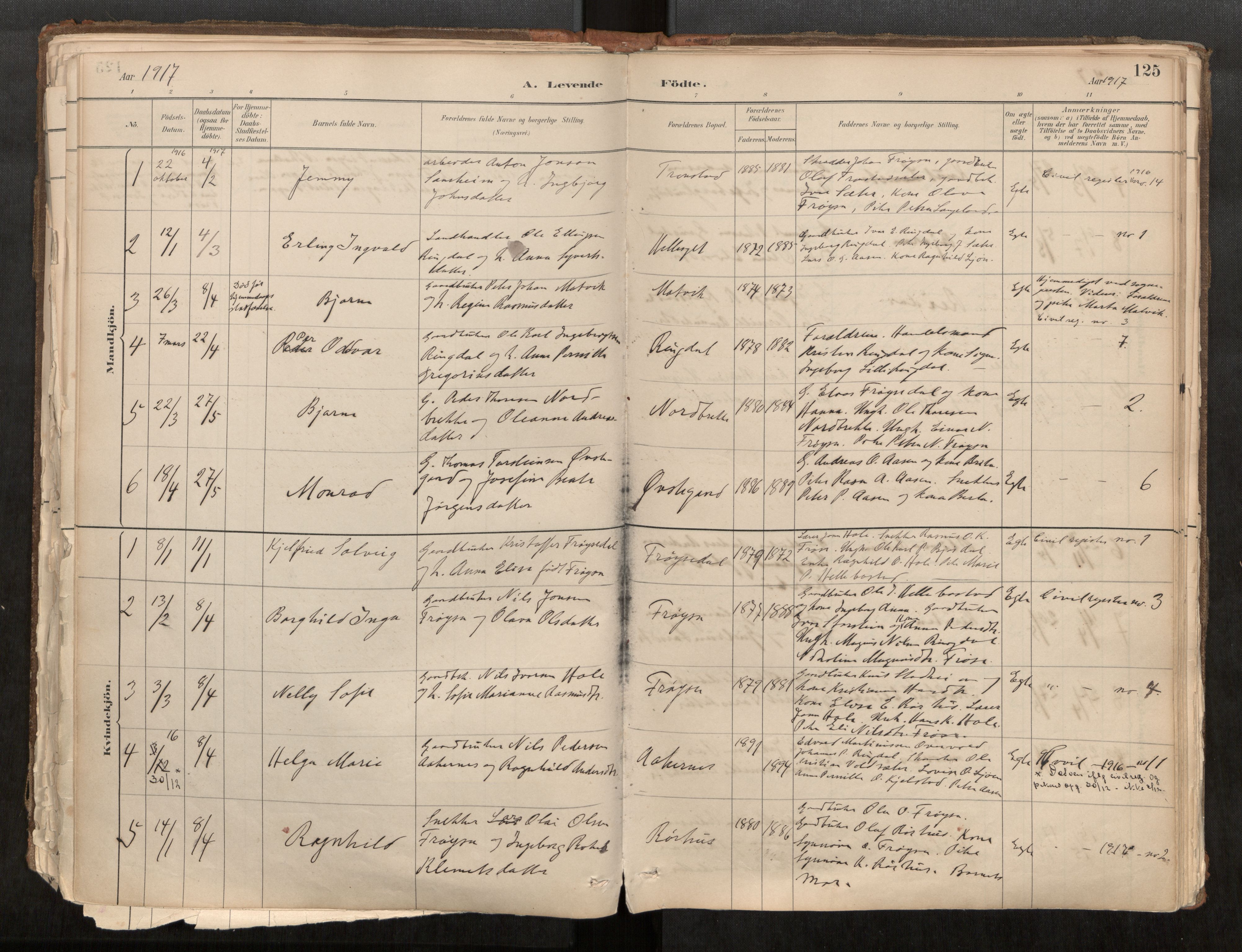 Sunnylven sokneprestkontor, SAT/A-1007: Parish register (official) no. 517A08, 1882-1939, p. 125