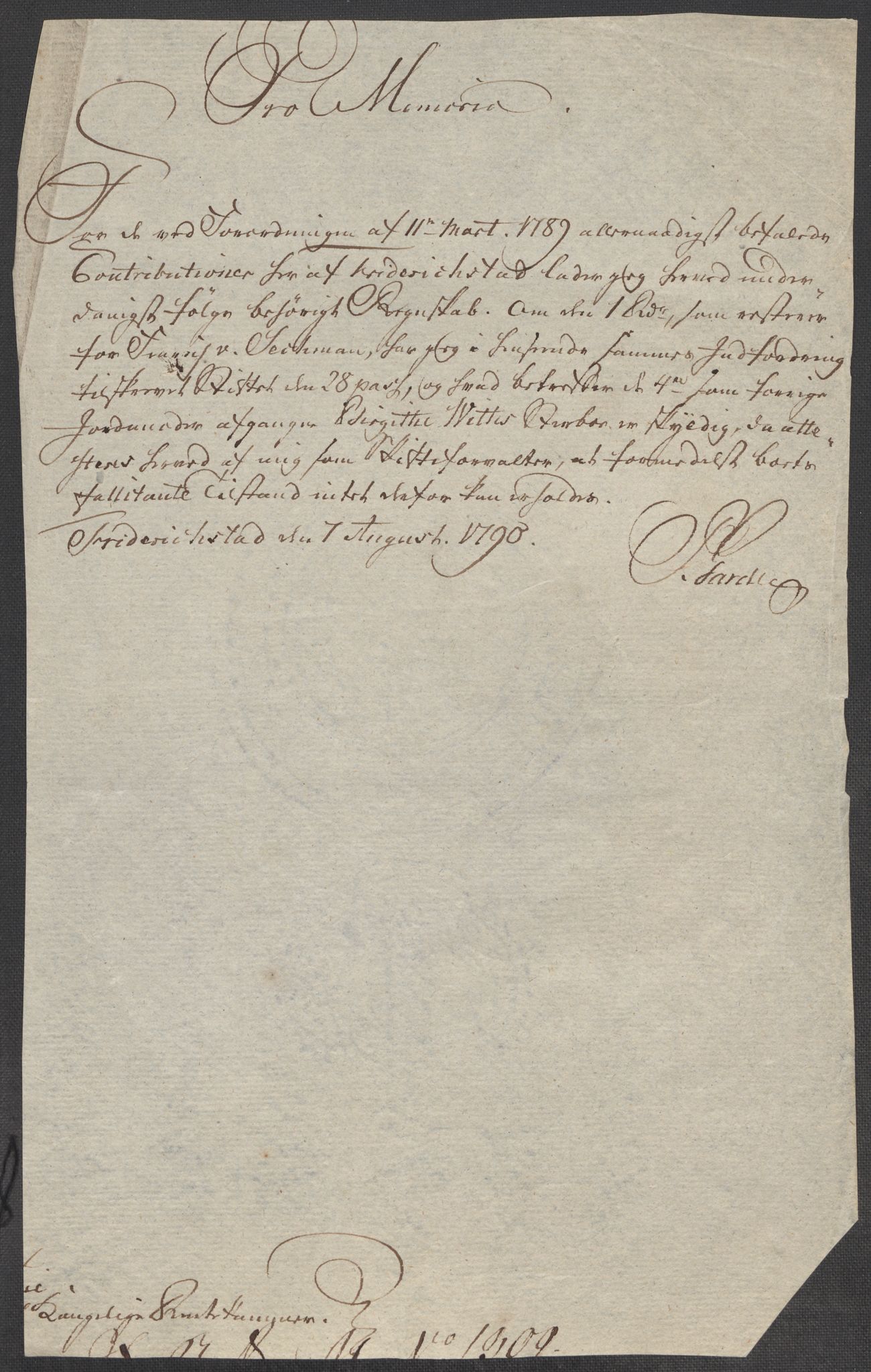 Rentekammeret inntil 1814, Reviderte regnskaper, Mindre regnskaper, AV/RA-EA-4068/Rf/Rfe/L0009: Fredrikstad. Fosen fogderi, 1789, p. 23