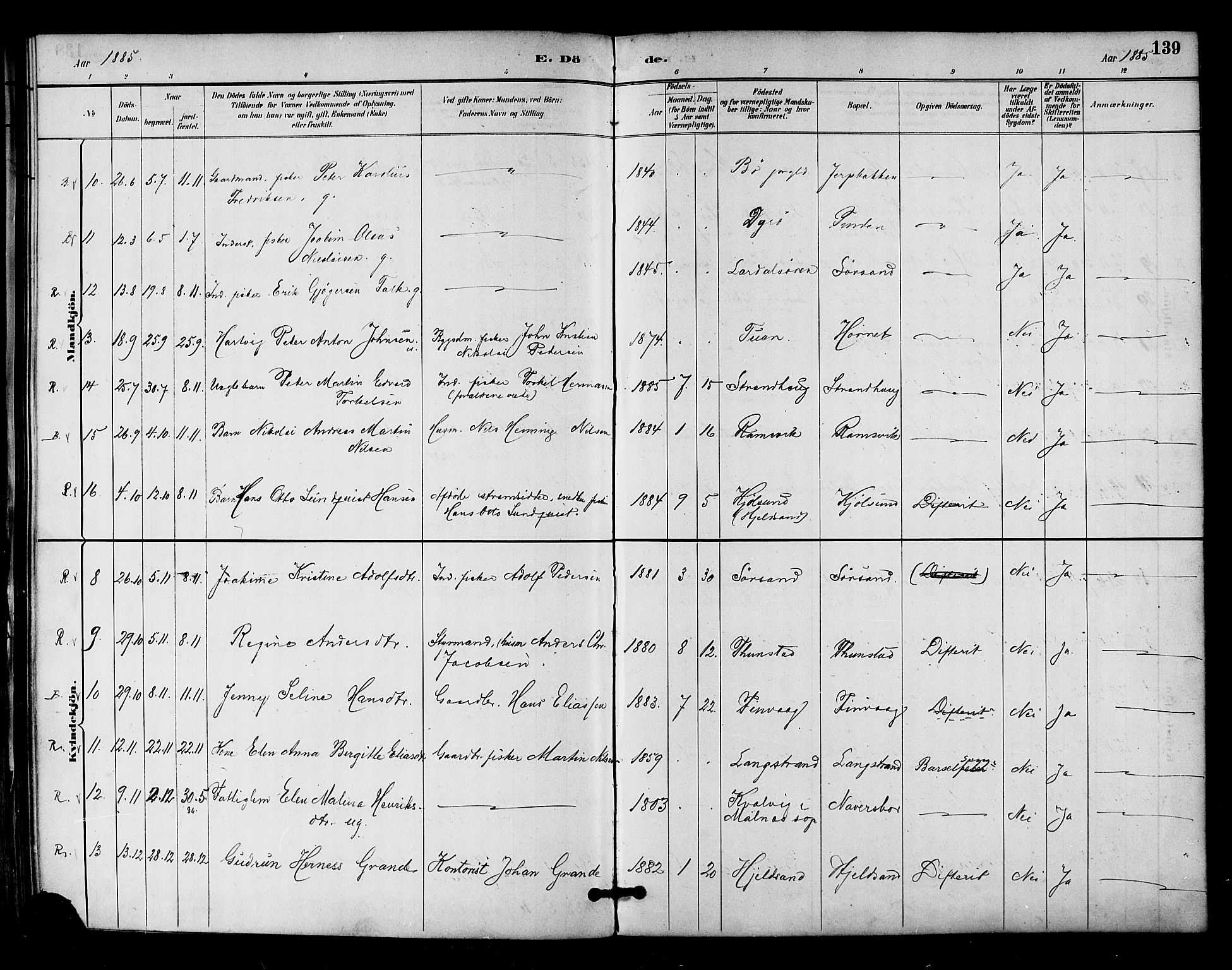 Ministerialprotokoller, klokkerbøker og fødselsregistre - Nordland, SAT/A-1459/893/L1337: Parish register (official) no. 893A09, 1885-1893, p. 139