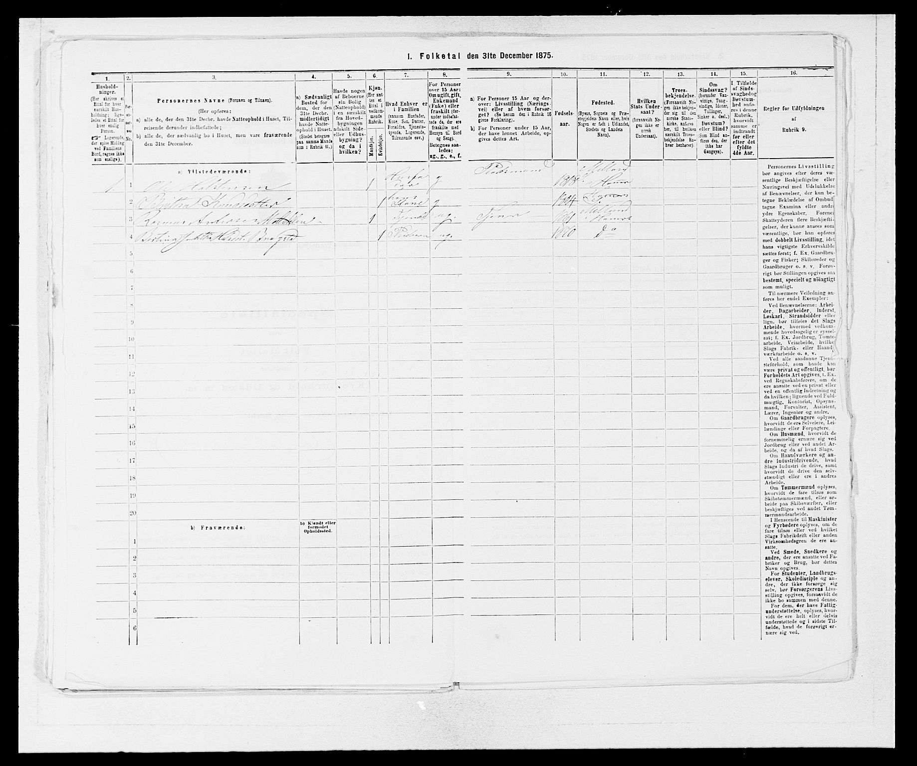 SAB, 1875 census for 1254P Hamre, 1875, p. 298