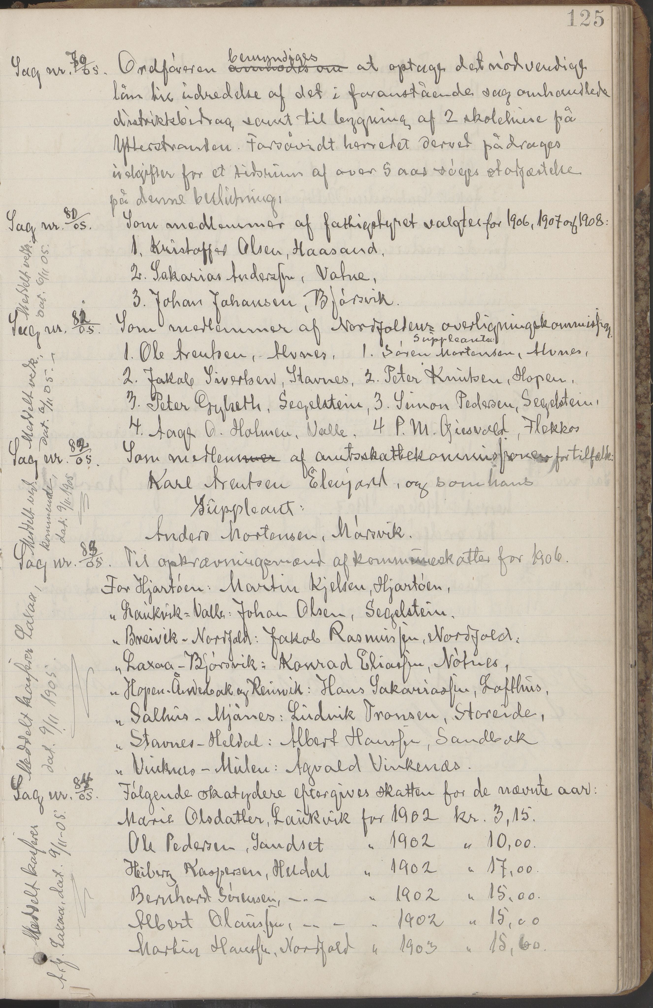 Kjerringøy kommune. Formannskapet, AIN/K-18441.150/A/Aa/L0002: Forhandlingsprotokoll Norfolden- Kjerringø formanskap, 1900-1911