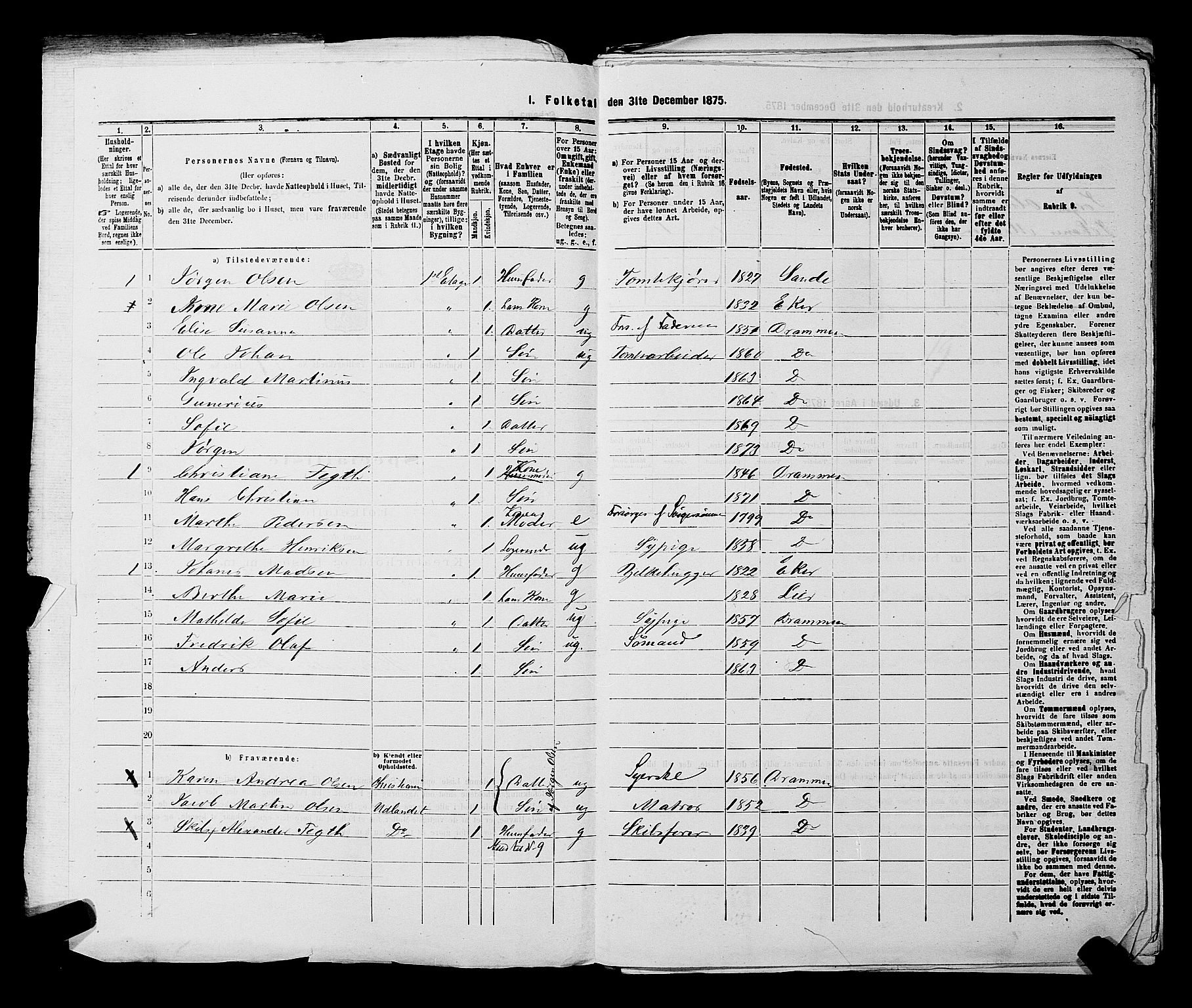 SAKO, 1875 census for 0602 Drammen, 1875, p. 2021