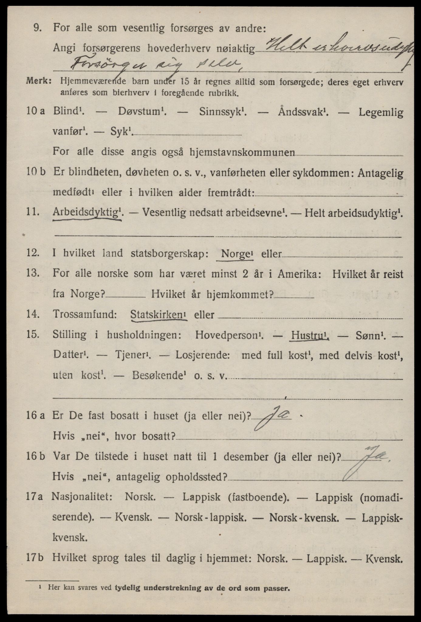 SAT, 1920 census for Ørland, 1920, p. 2474