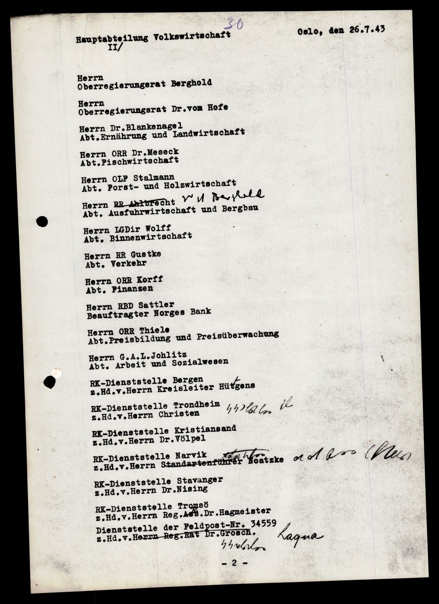 Forsvarets Overkommando. 2 kontor. Arkiv 11.4. Spredte tyske arkivsaker, AV/RA-RAFA-7031/D/Dar/Darb/L0005: Reichskommissariat., 1940-1945, p. 1176